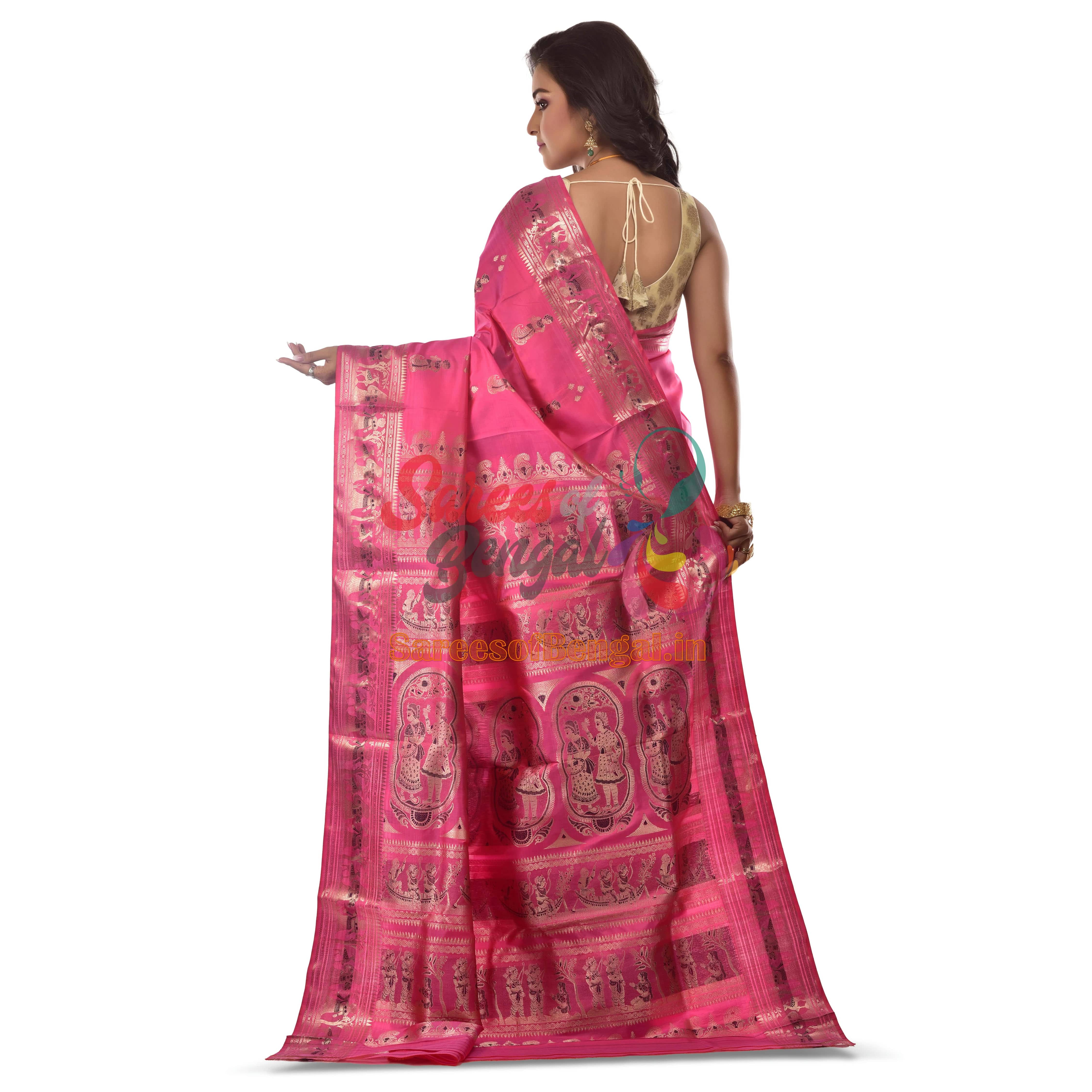 Premium Pink Baluchari Silk Saree