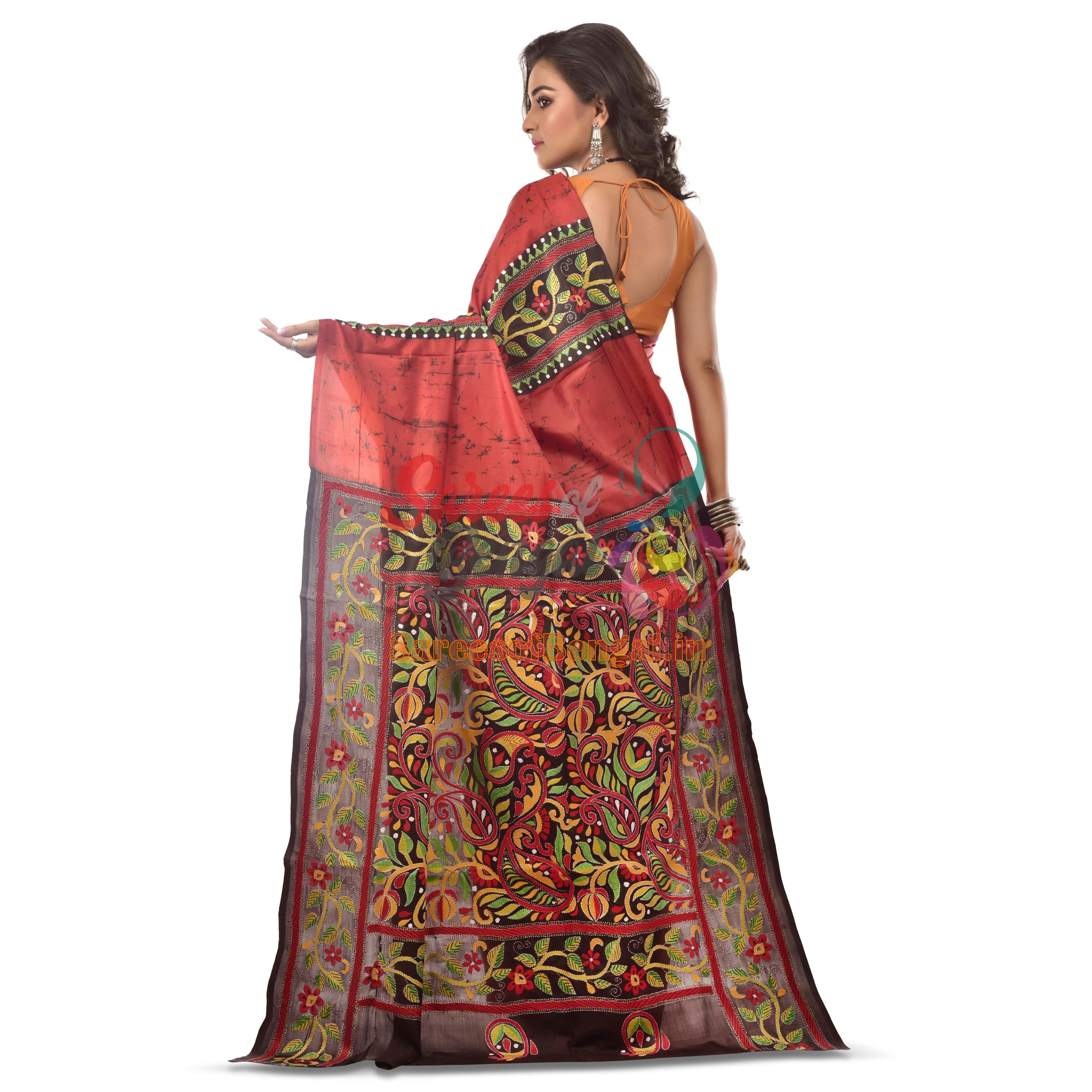 Premium Batik Kantha Silk Saree
