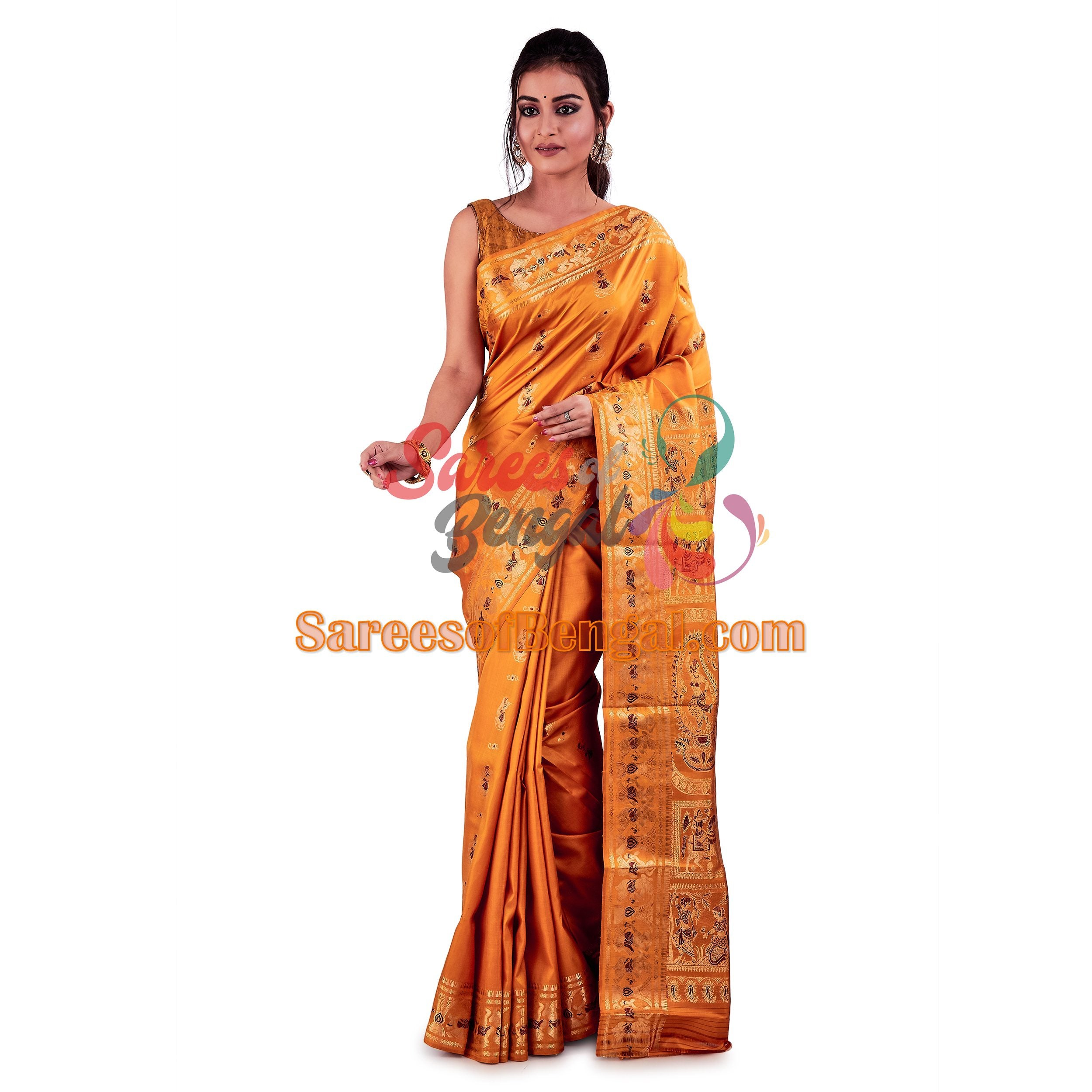 Authentic Mustard Yellow Swarnachari Saree