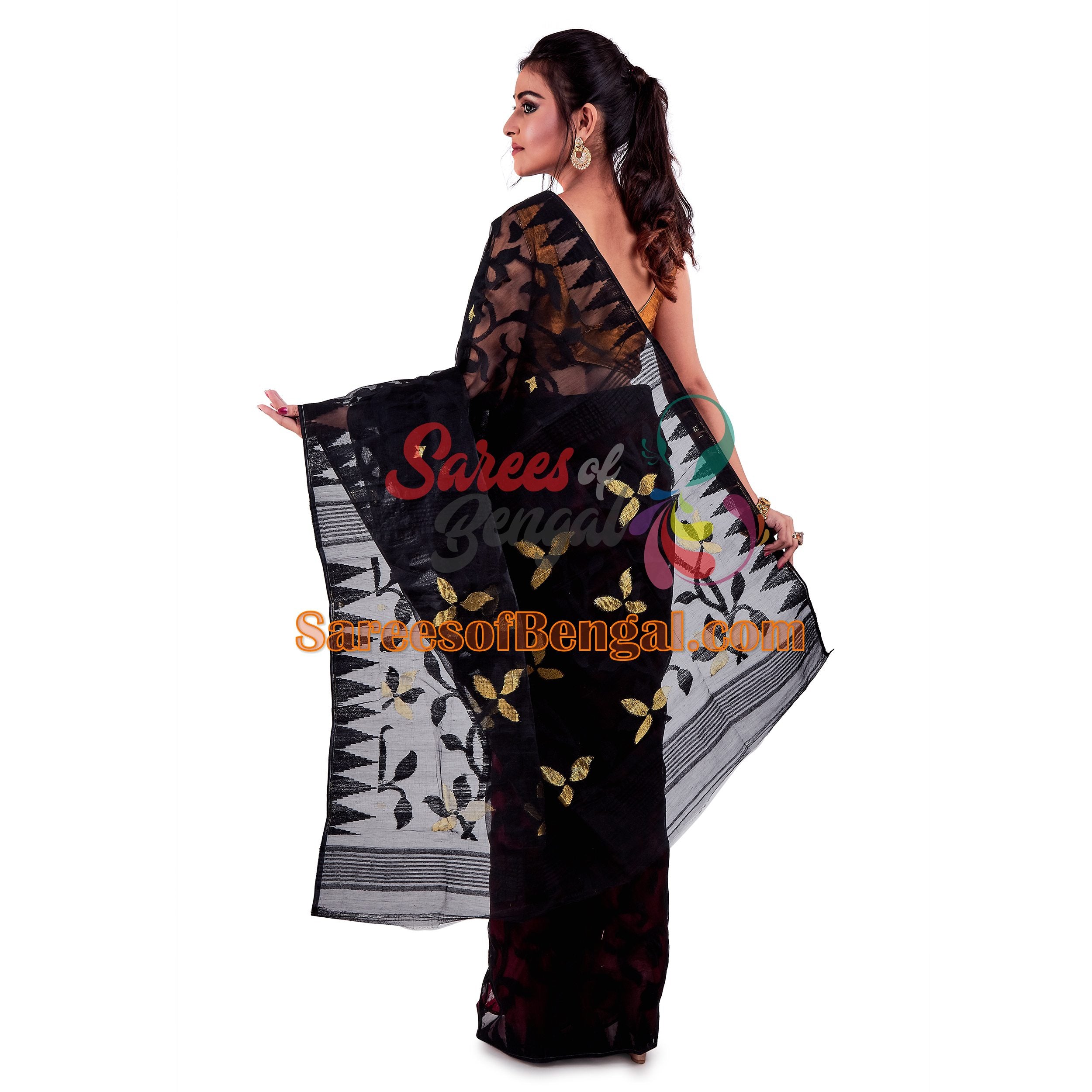 Bengal Jamdani Dhakai Saree Black