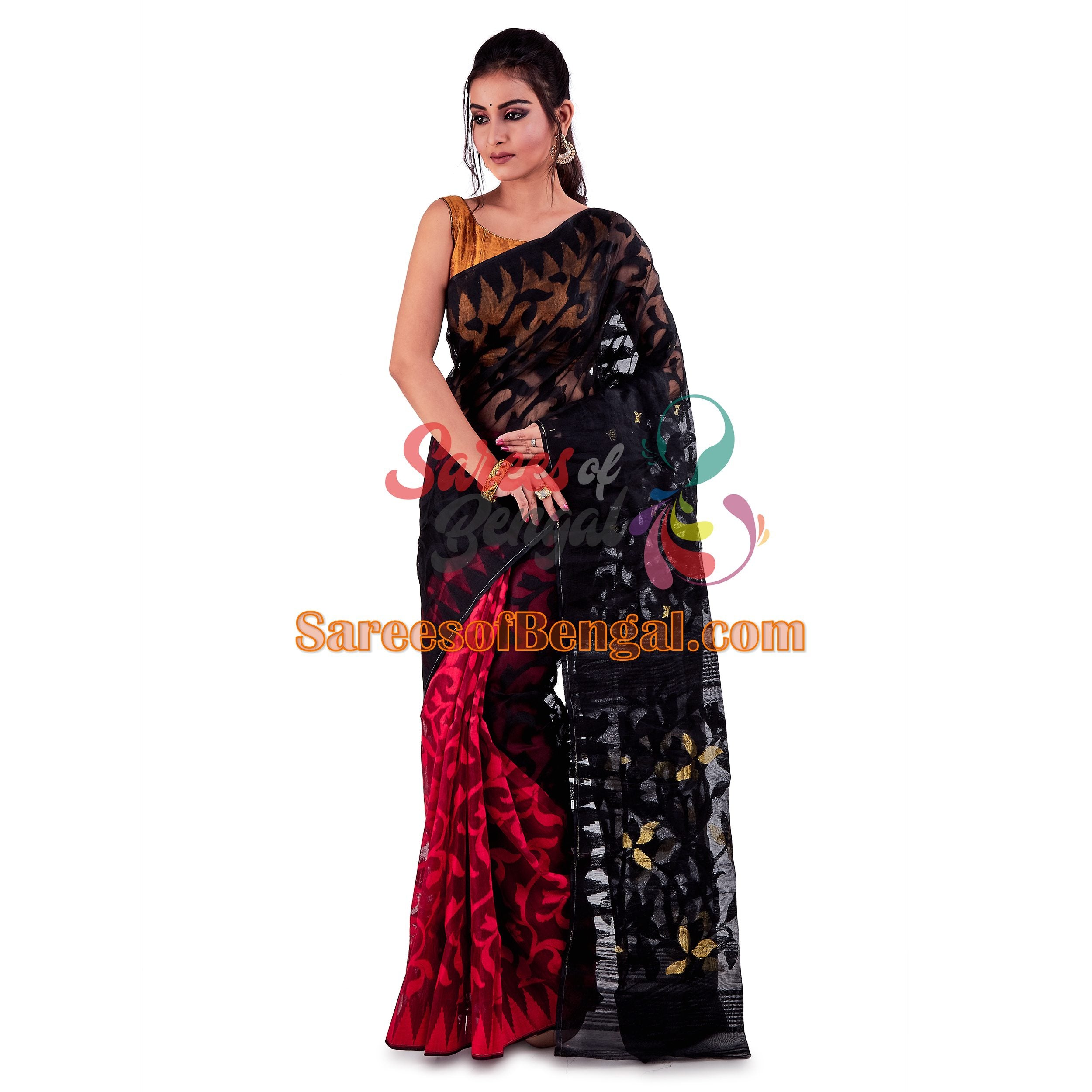 Bengal Jamdani Dhakai Saree Black