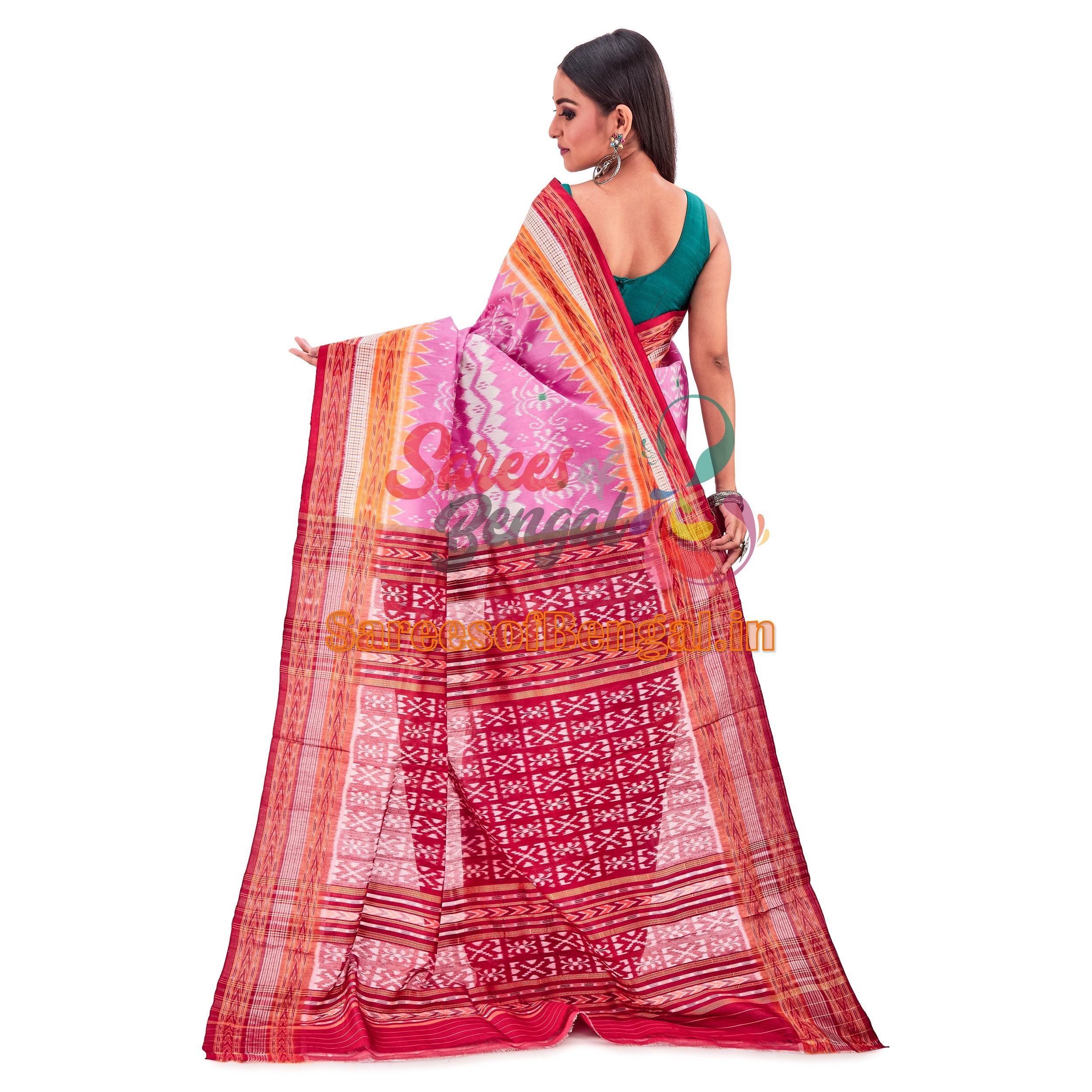 Pink Nuapatna Ikkat Silk Saree