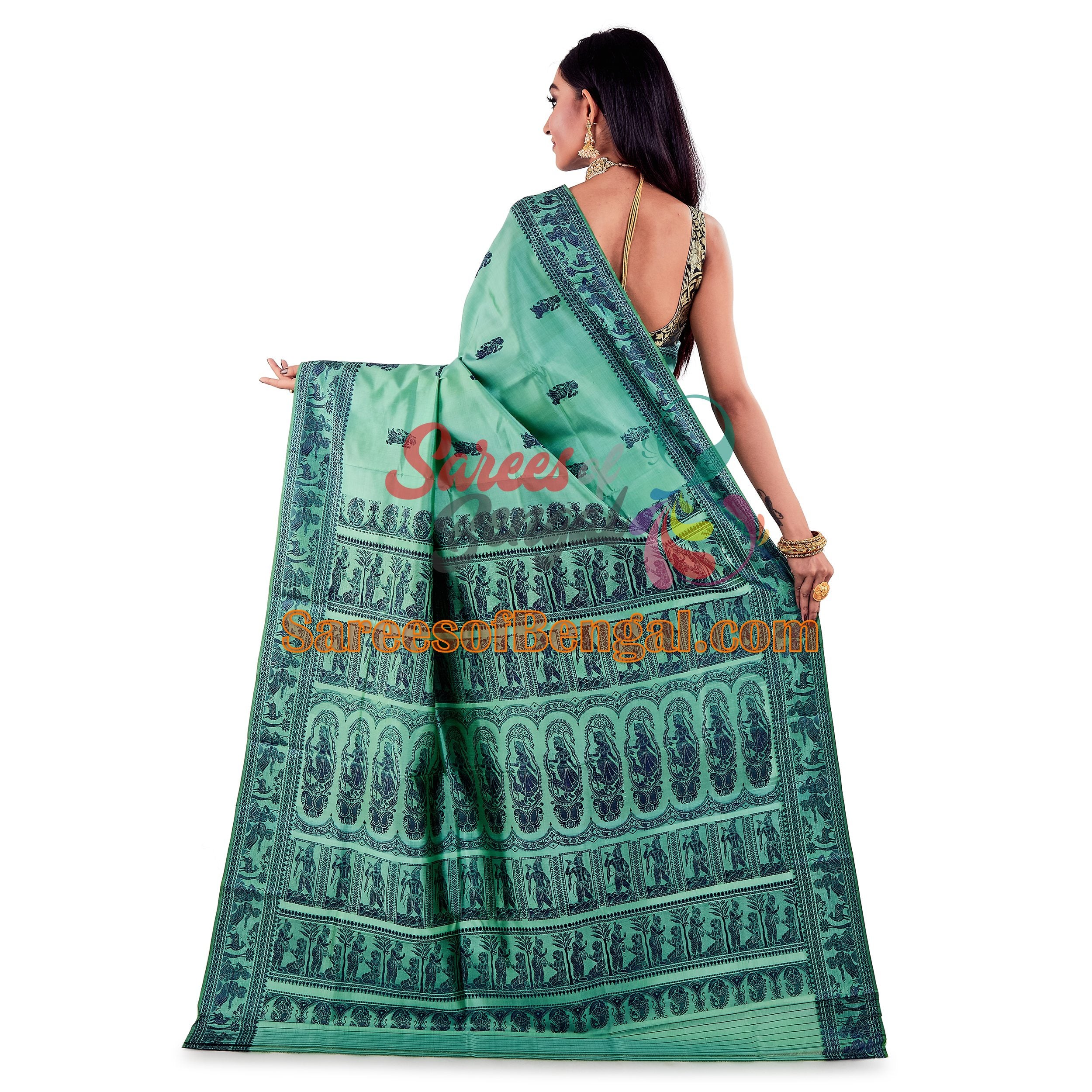 Pista Green Baluchari Silk Saree