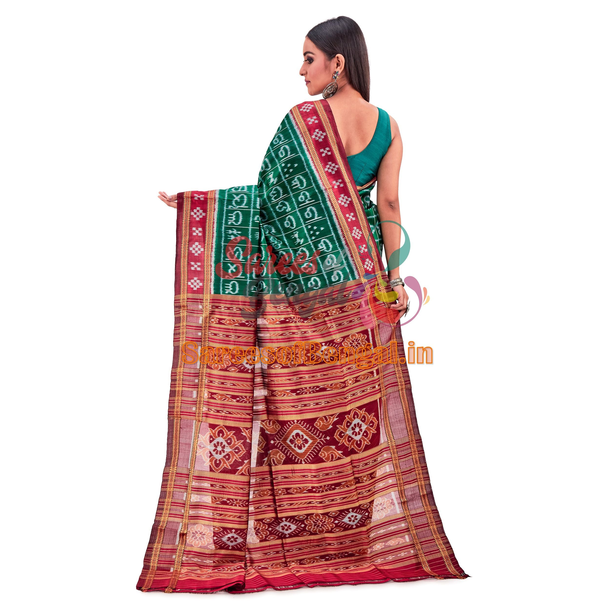Designer Oriya Alphabet Motif Ikkat Silk Saree