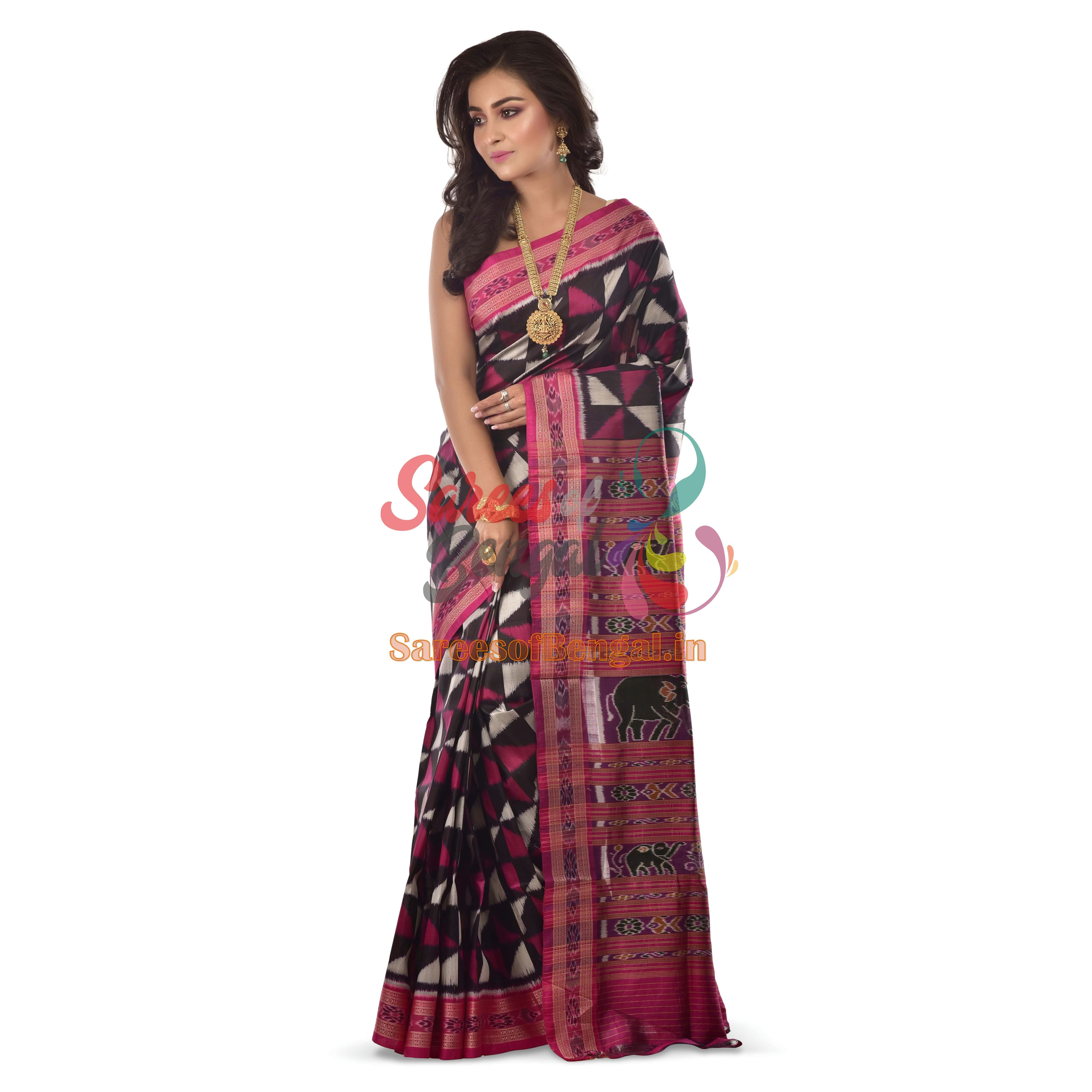 Multicoloured Khandua Ikkat Silk Saree