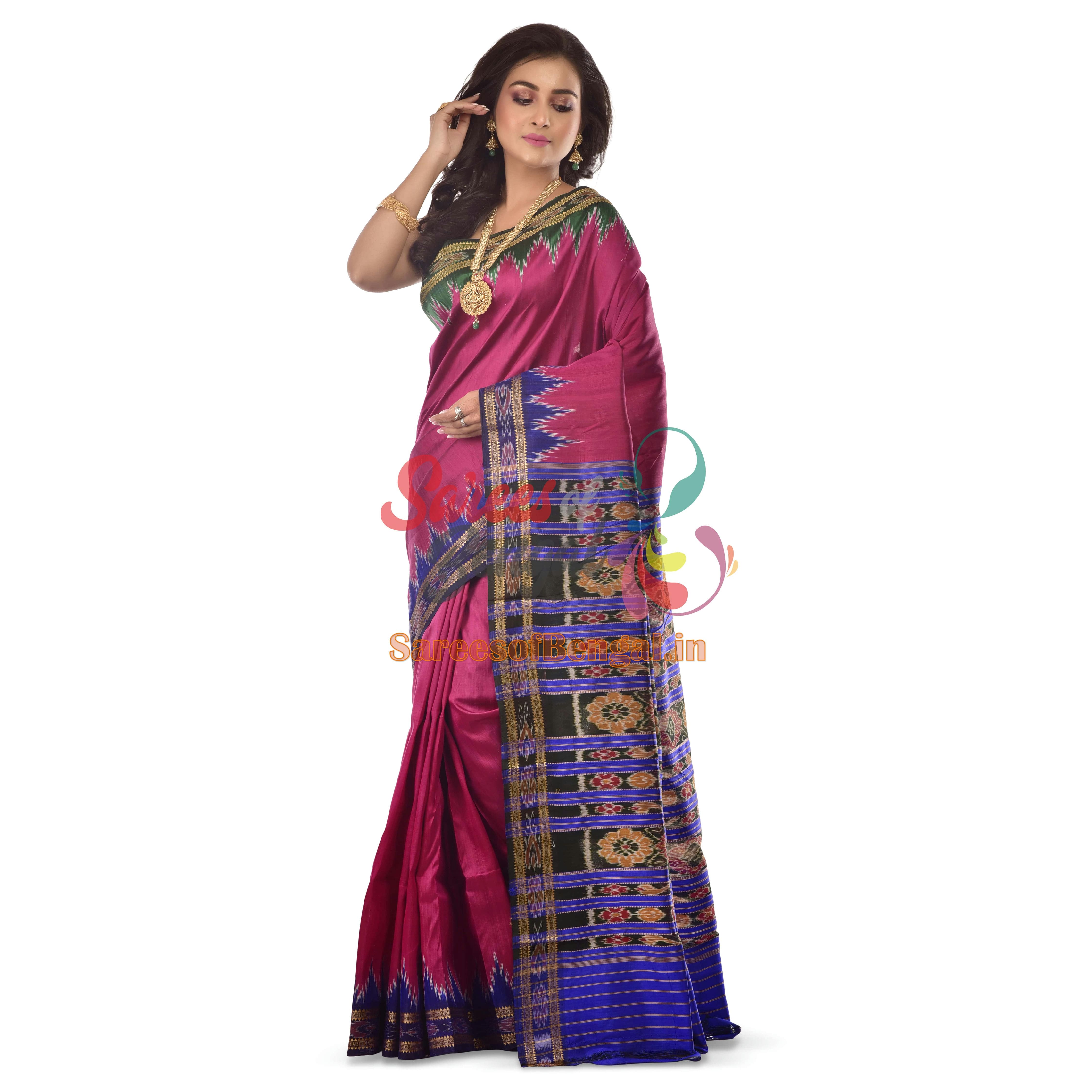 Ganga-Jamuna Border Ikkat Silk Saree