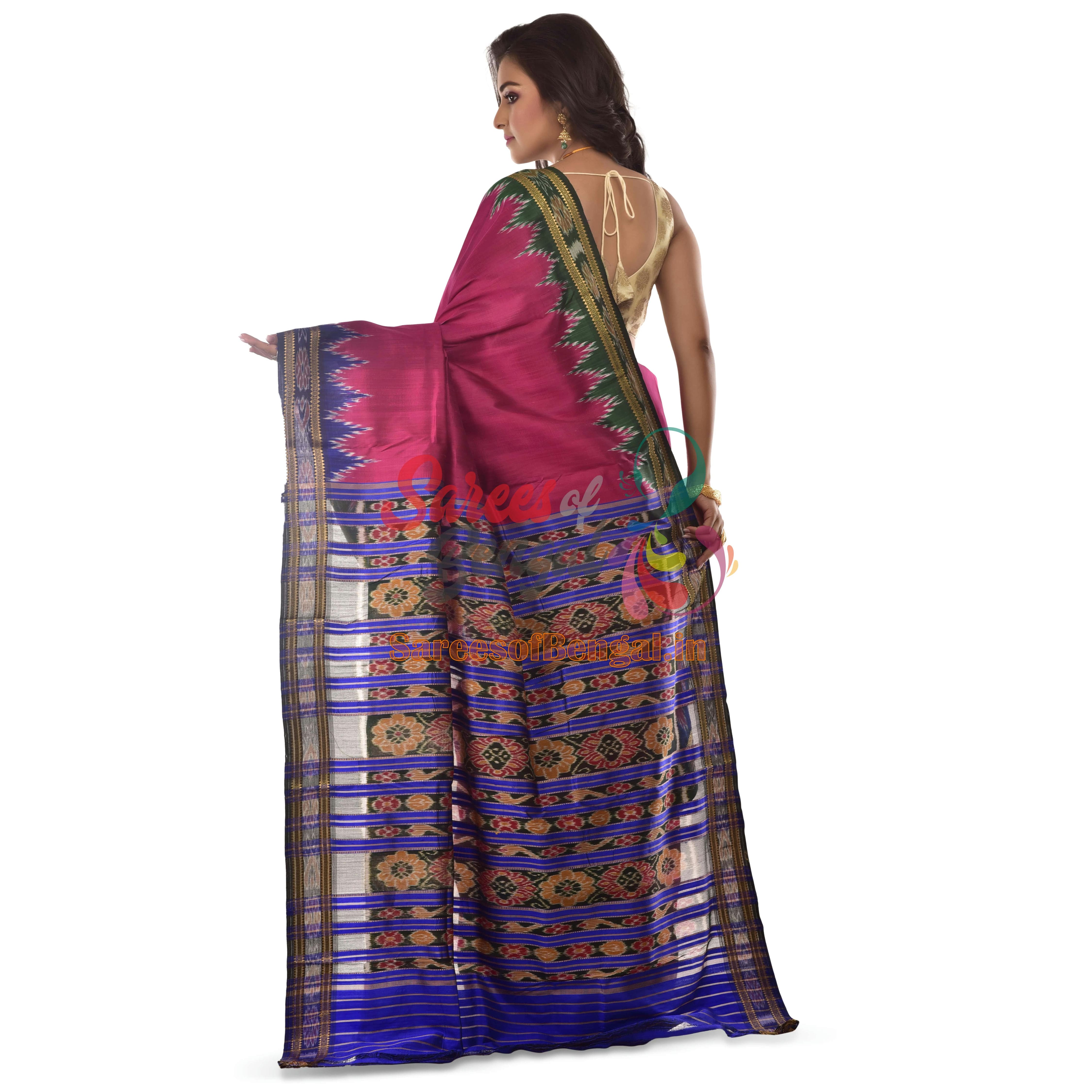 Ganga-Jamuna Border Ikkat Silk Saree