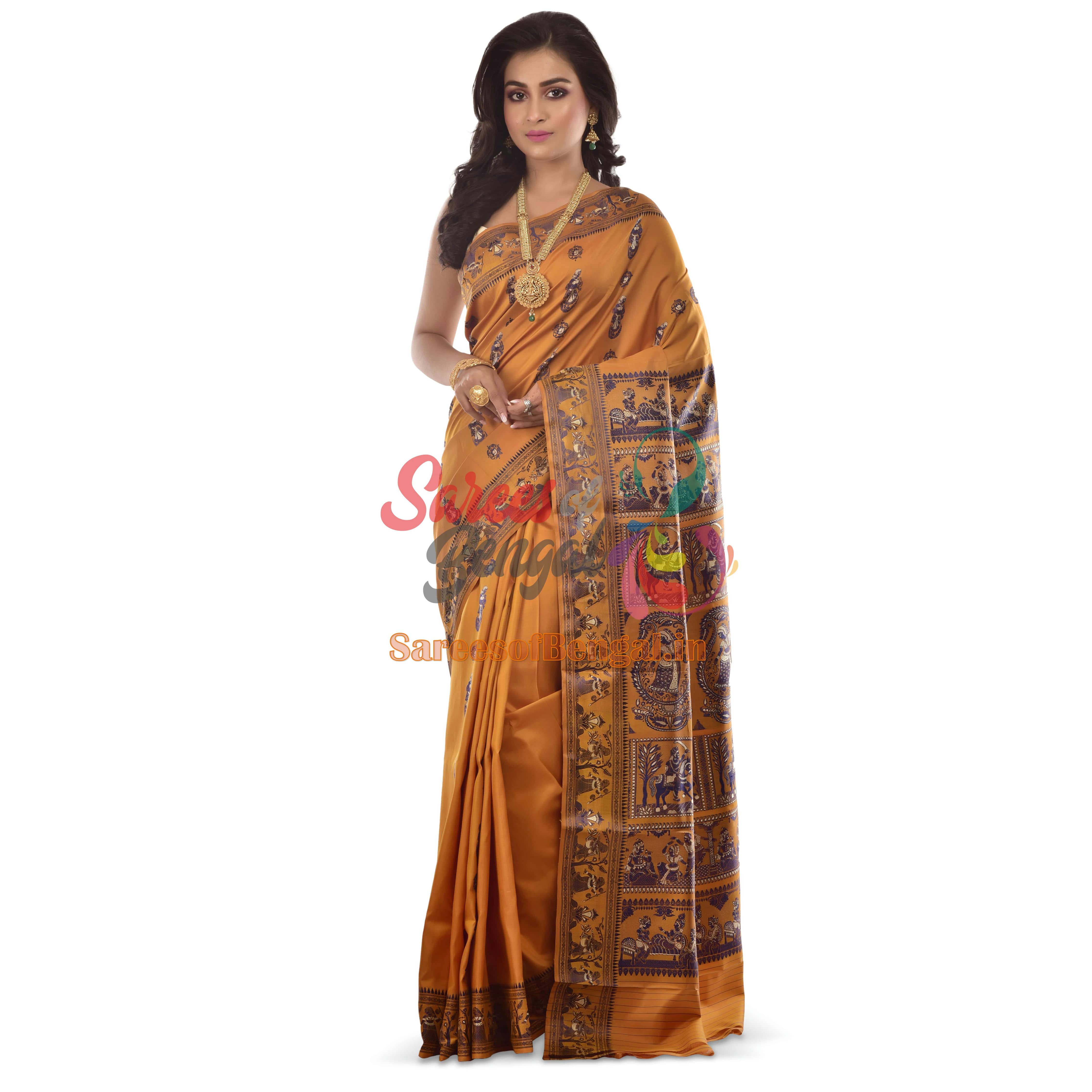 Mustard Yellow Baluchari Saree