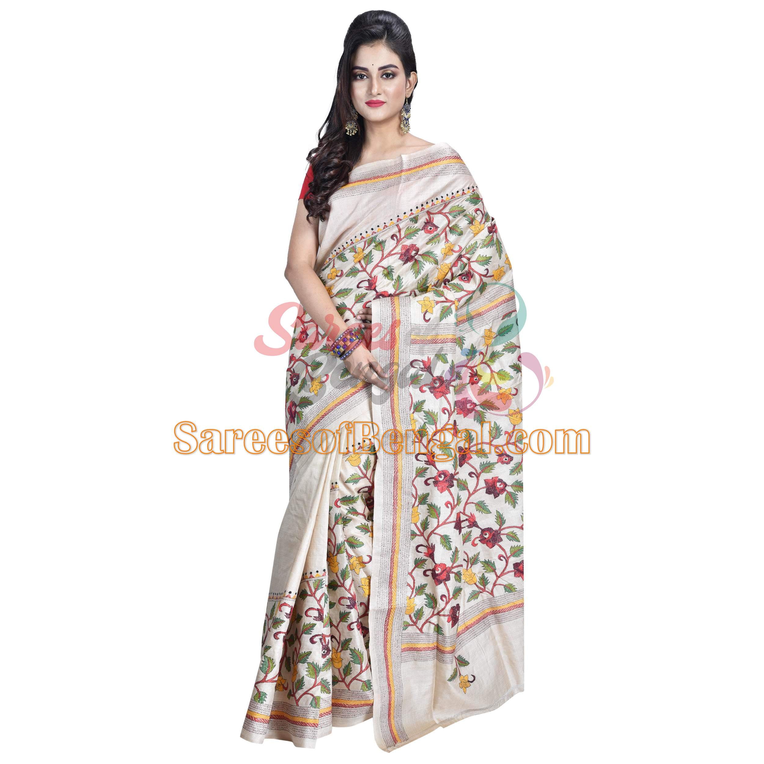 Premium Gachi Tussar Kantha Silk Saree