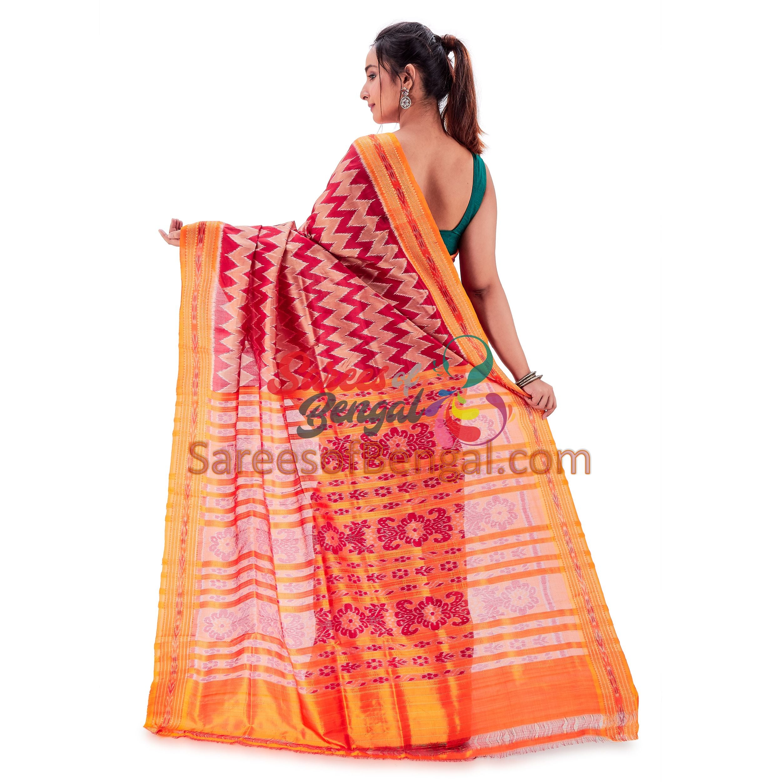 Handwoven Khandua Ikkat Silk Saree