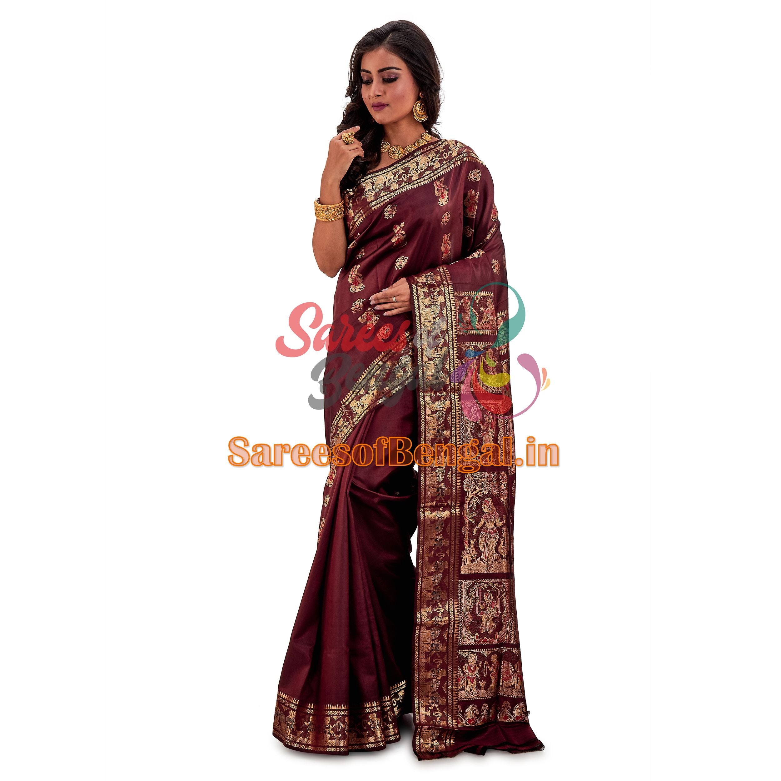 Authentic Bishnupuri Swarnachari Silk Saree