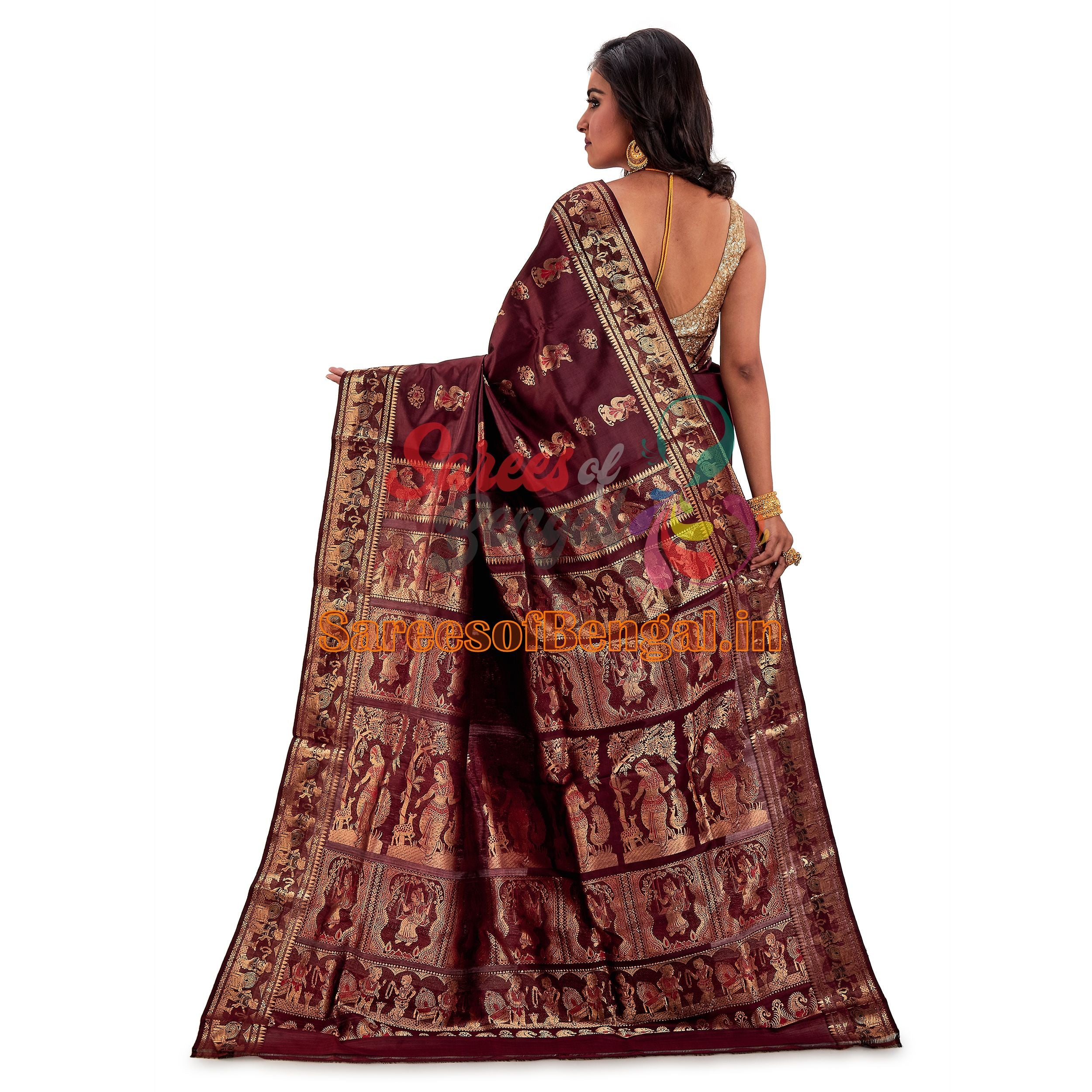 Authentic Bishnupuri Swarnachari Silk Saree