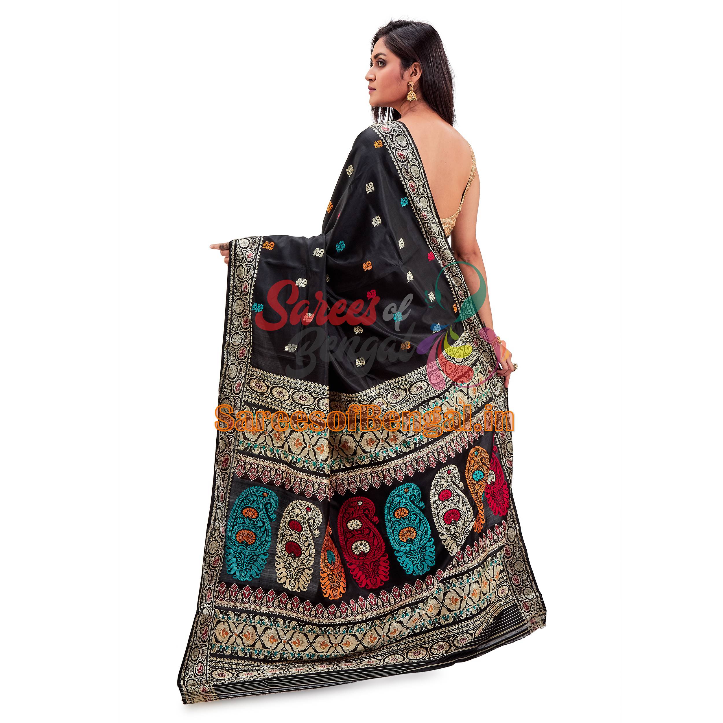 Black Revival Baluchari Silk Saree