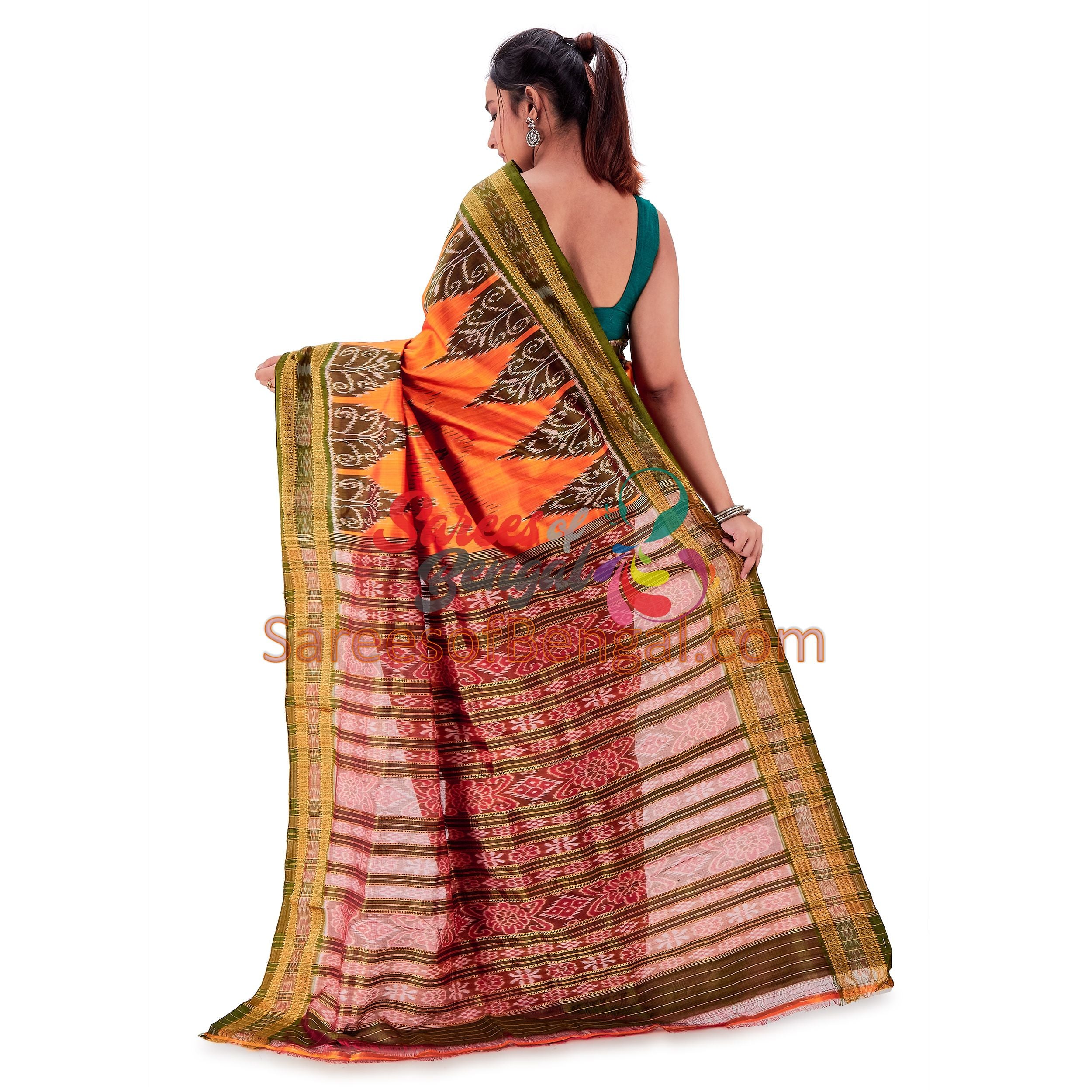 Temple Border Khandua Ikkat Silk Saree