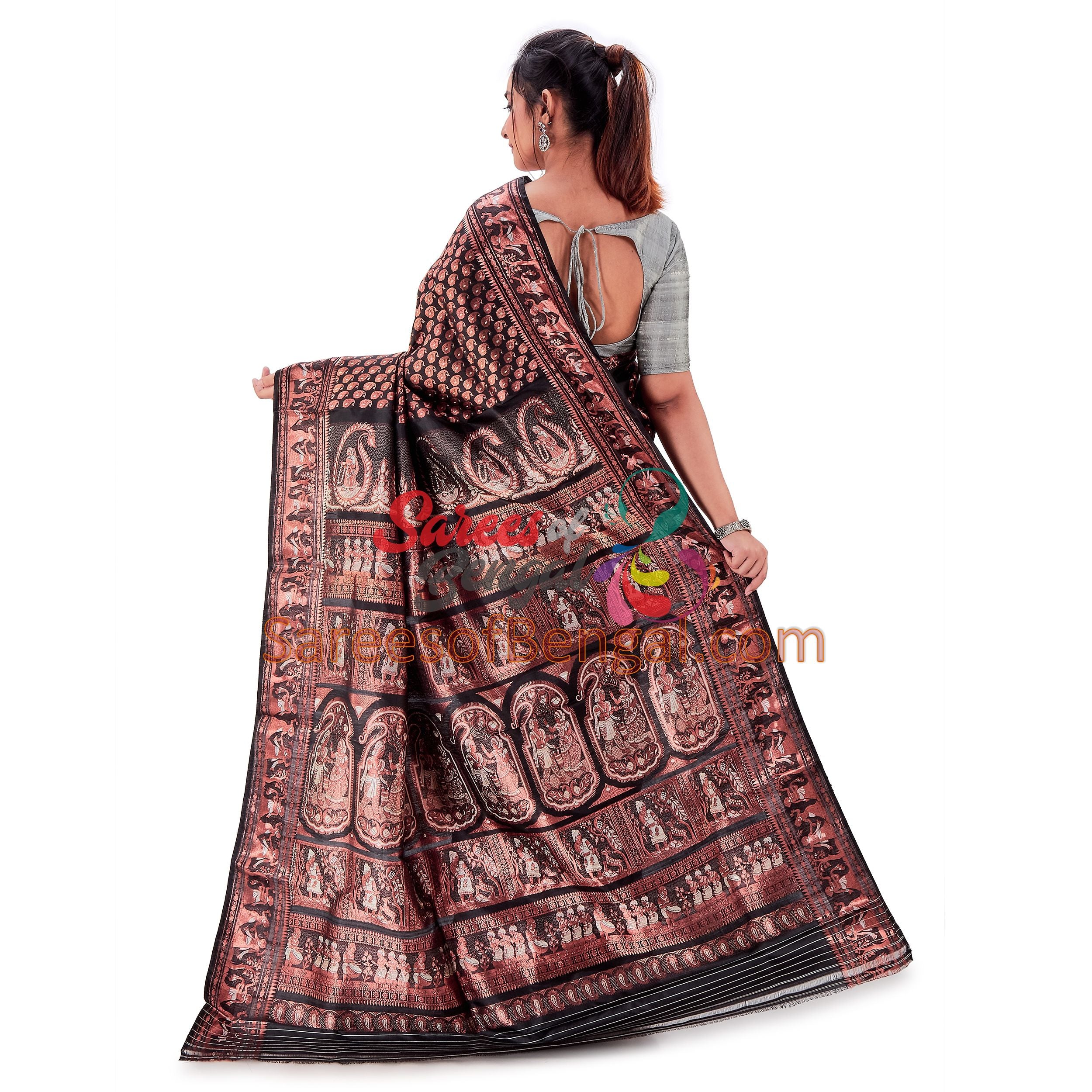 Exclusive Swarnachari Bengal Silk Saree Black