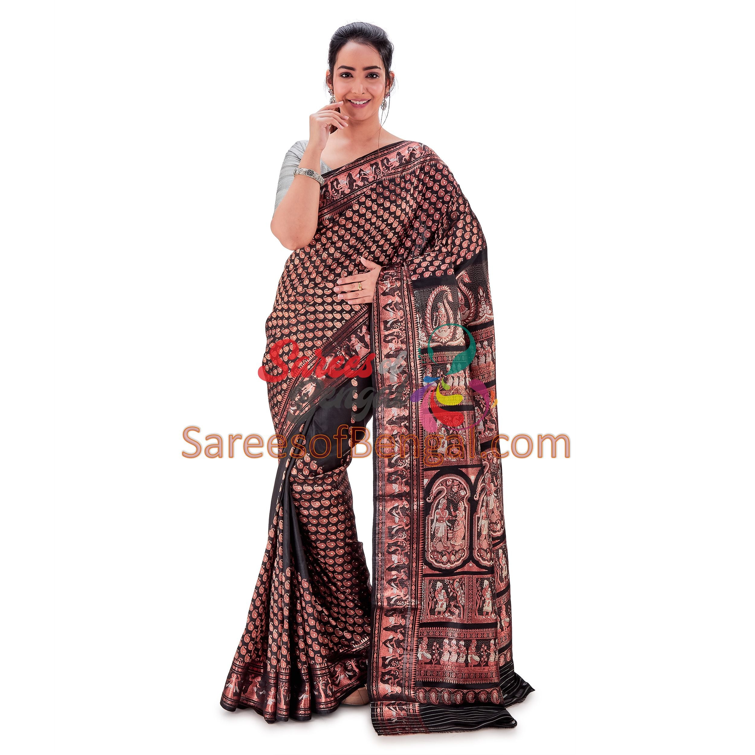 Exclusive Swarnachari Bengal Silk Saree Black