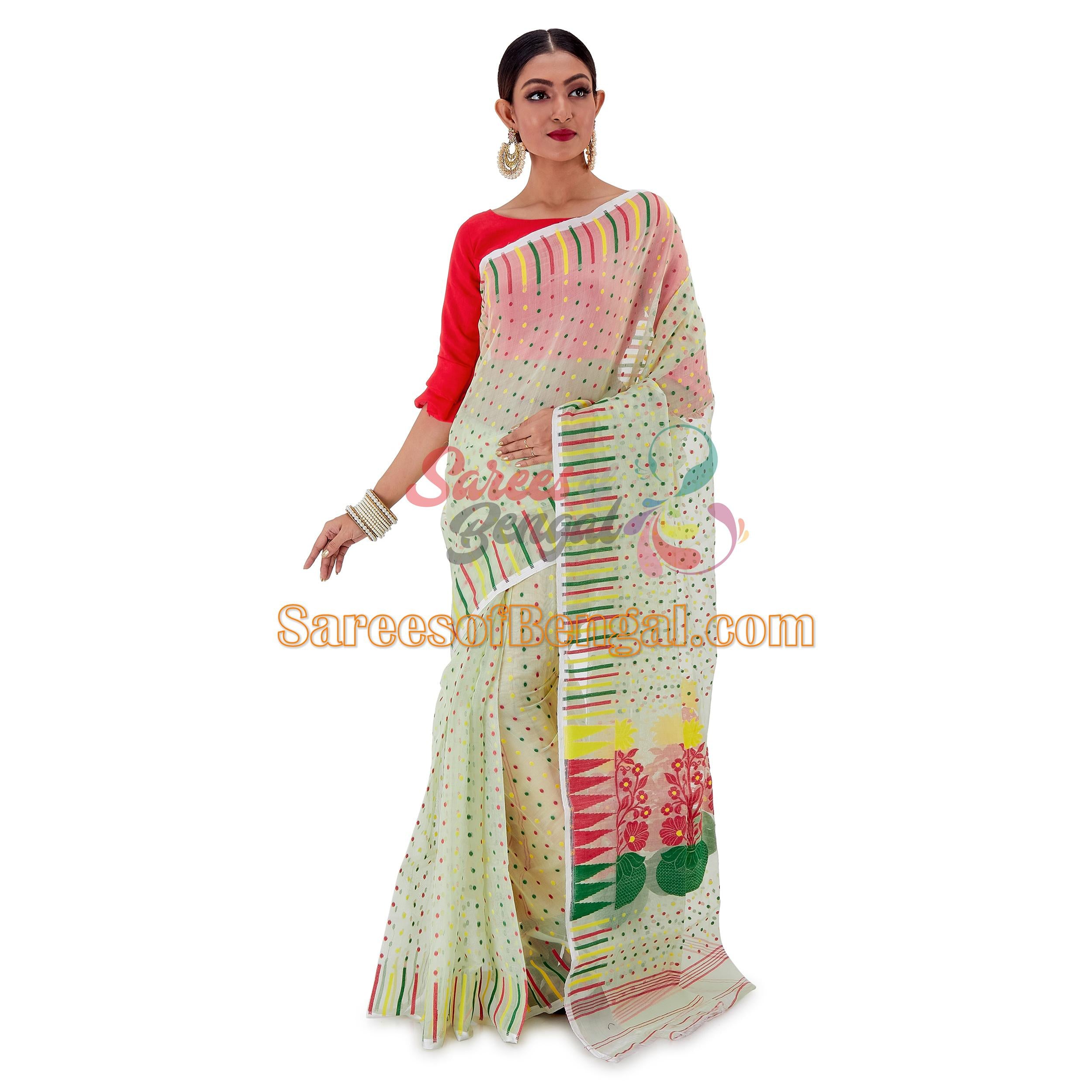 Handwoven Cotton Silk Jamdani Saree