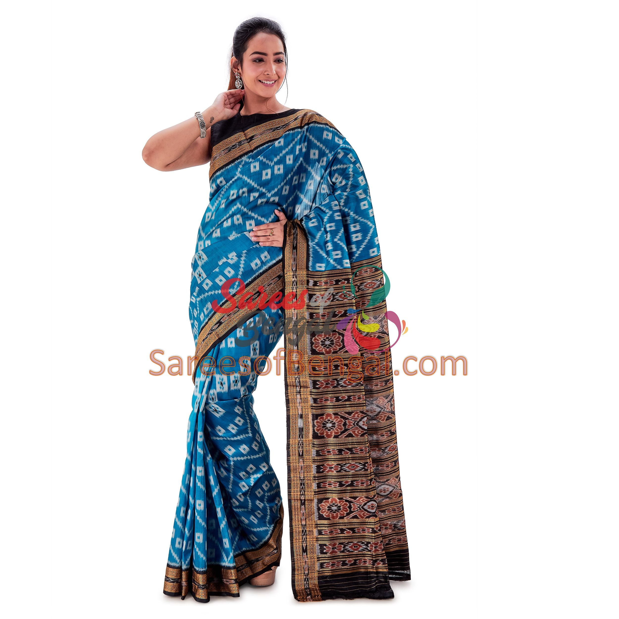 Odisha Nuapatna Ikkat Silk Saree Blue