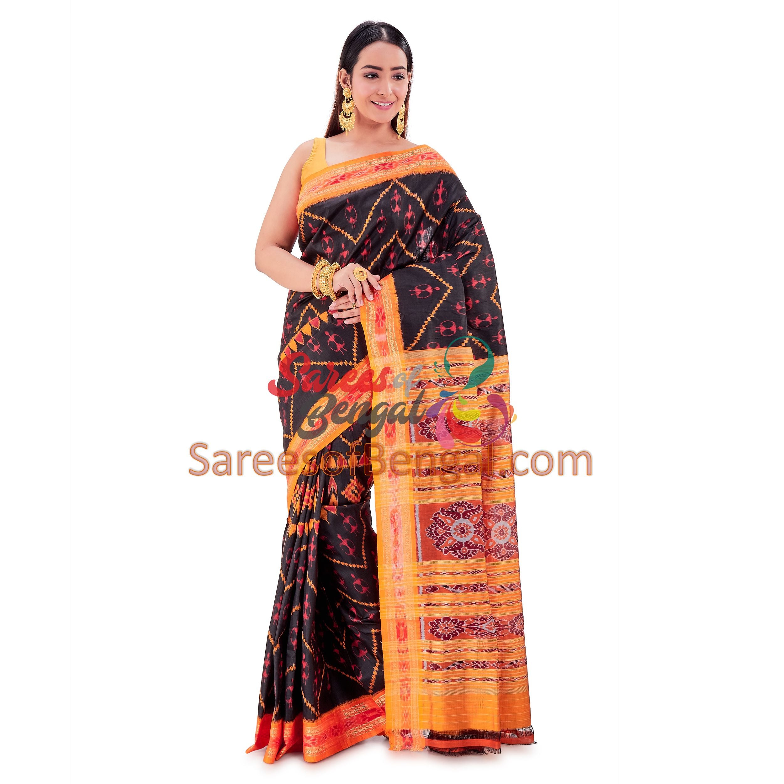 Odisha Nuapatna Ikkat Silk Saree Black