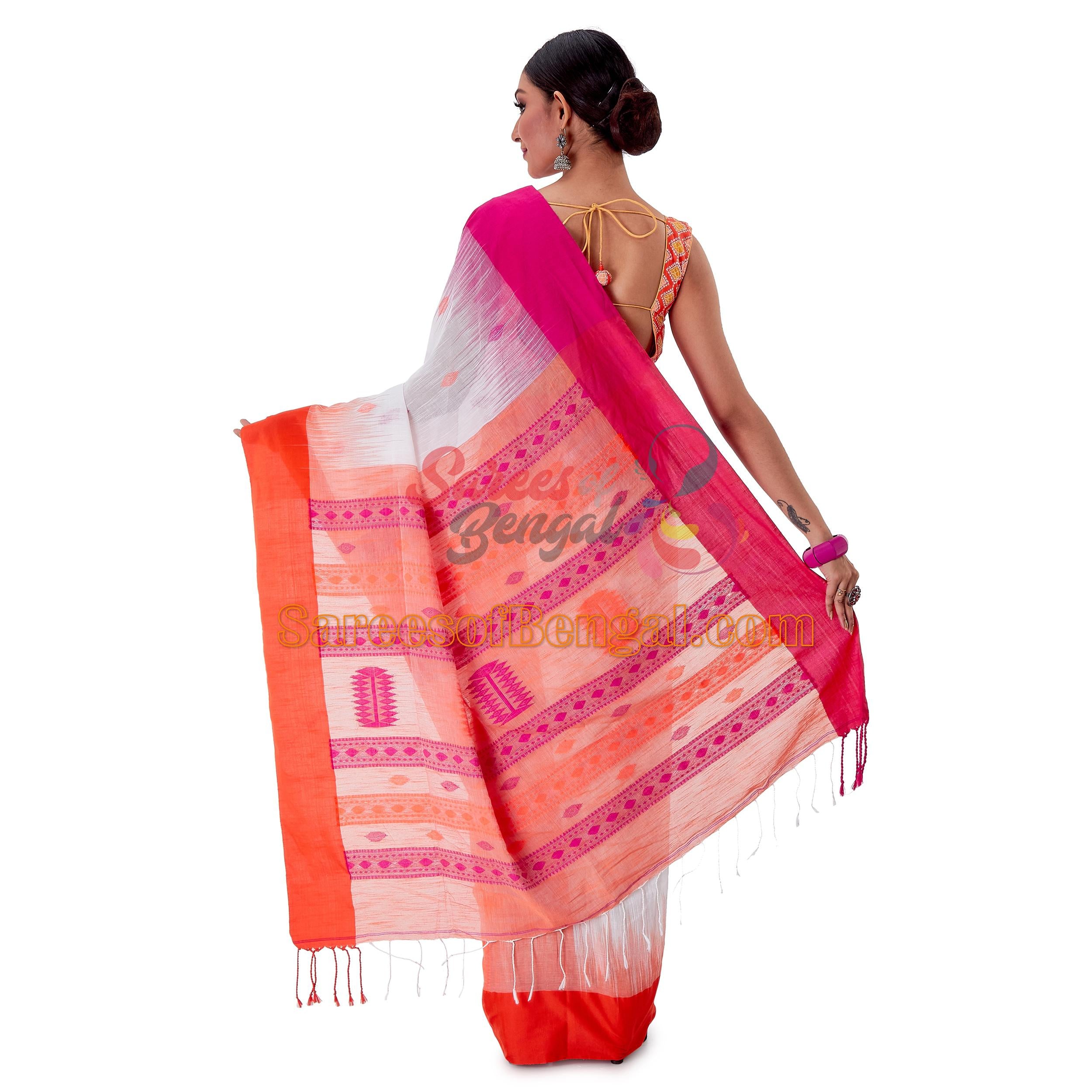 Handwoven Cotton Khadi Jamdani Saree