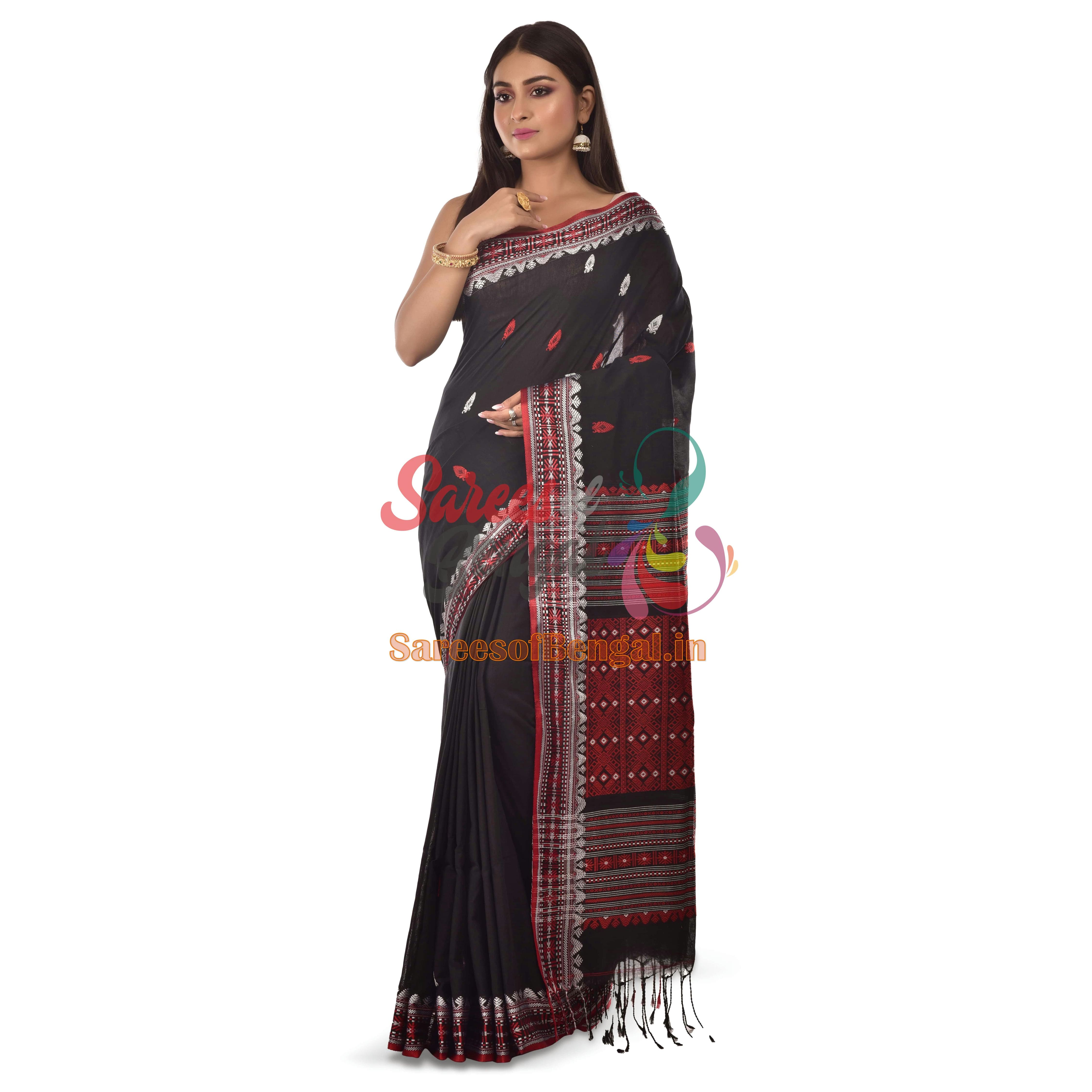 Bengal Khadi Jamdani Saree Black