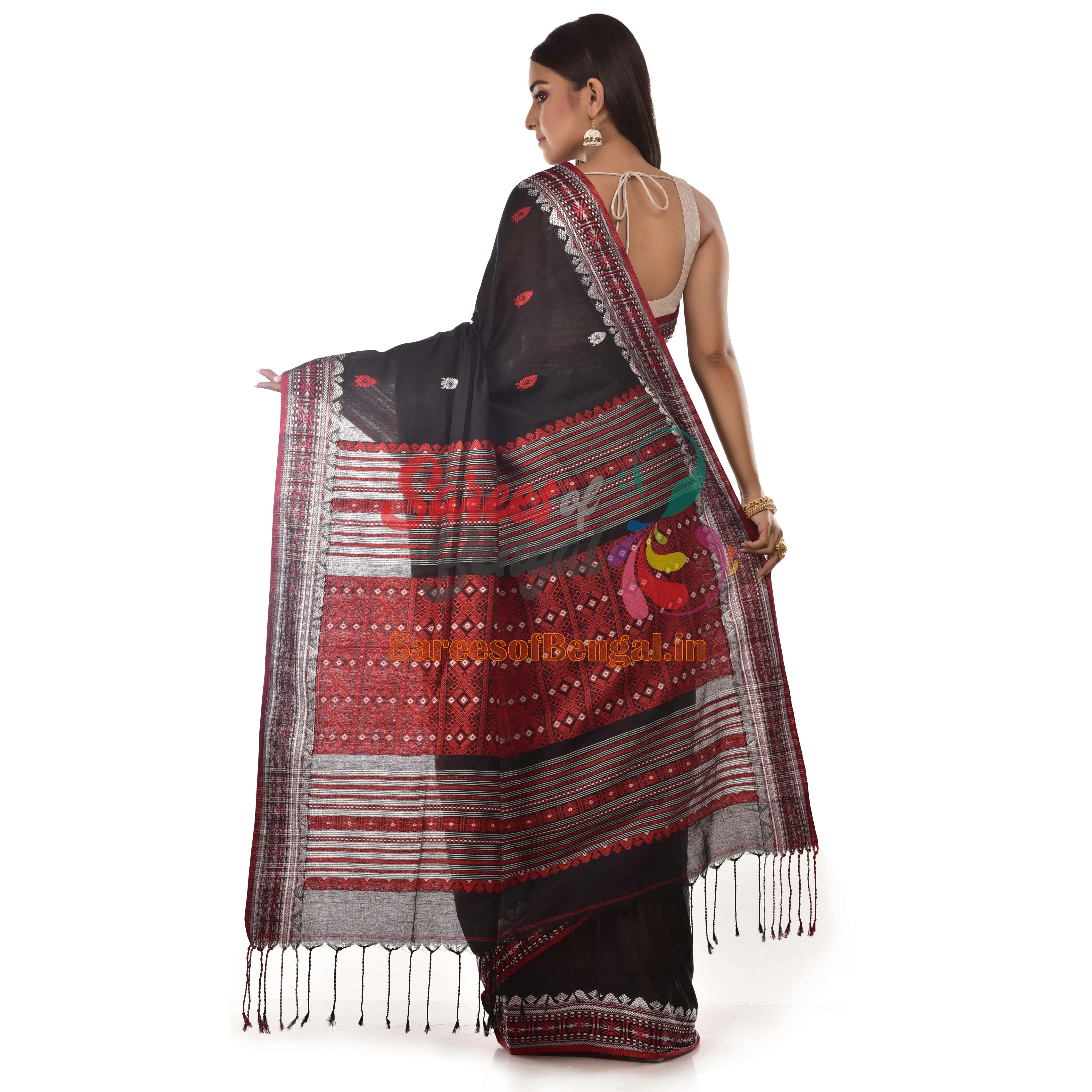 Bengal Khadi Jamdani Saree Black