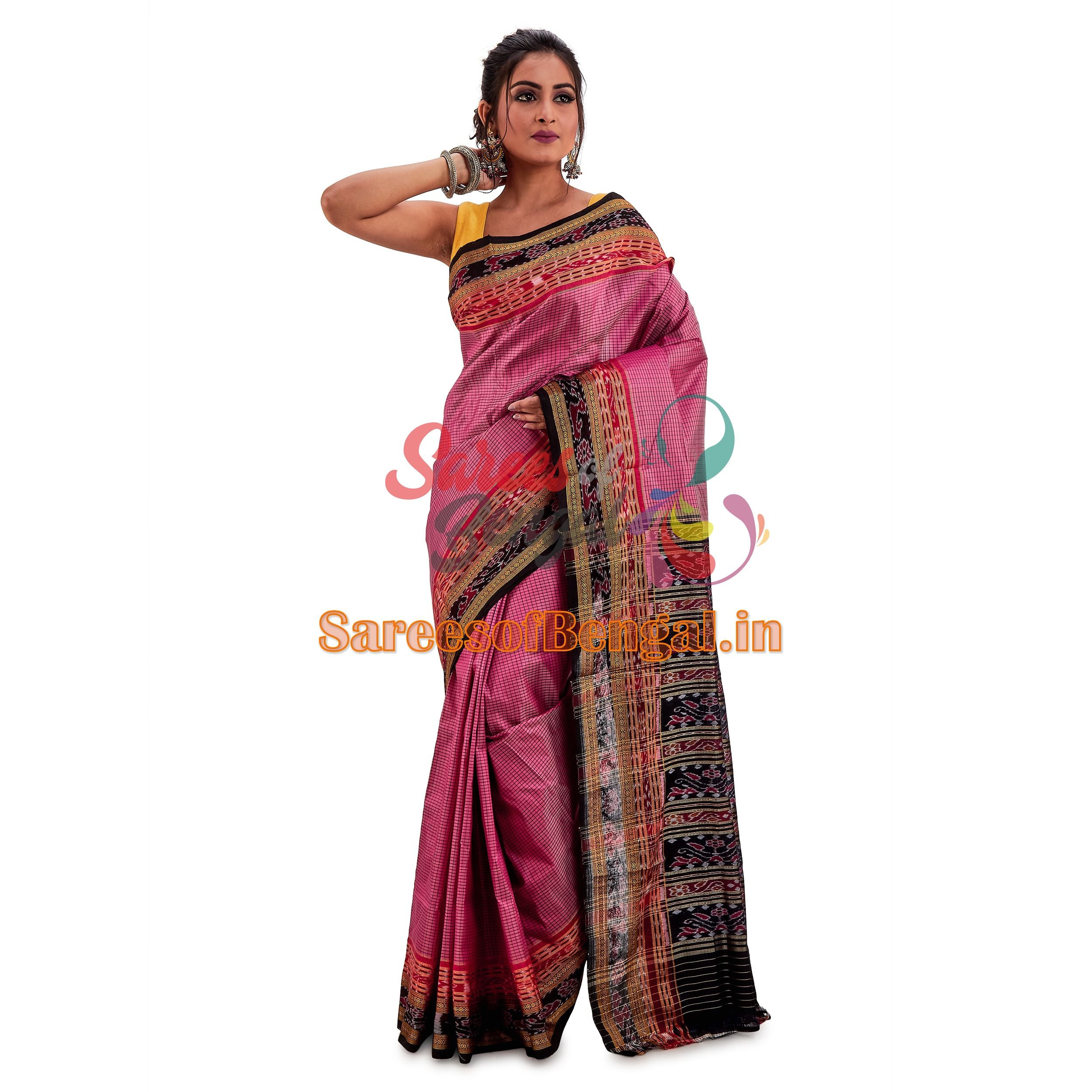 Checkered Khandua Ikkat Silk Saree