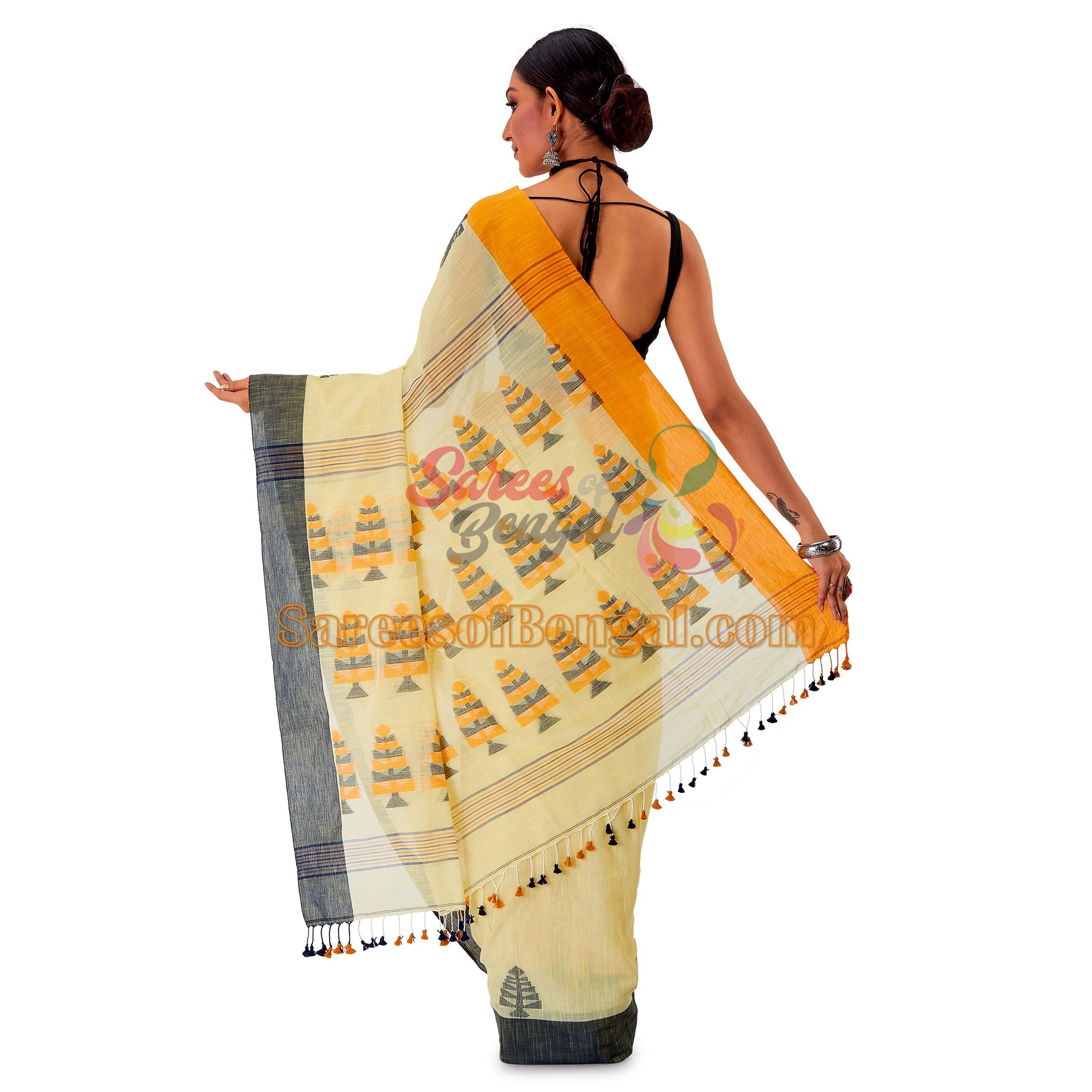 Bengal Cotton Khadi Jamdani Saree