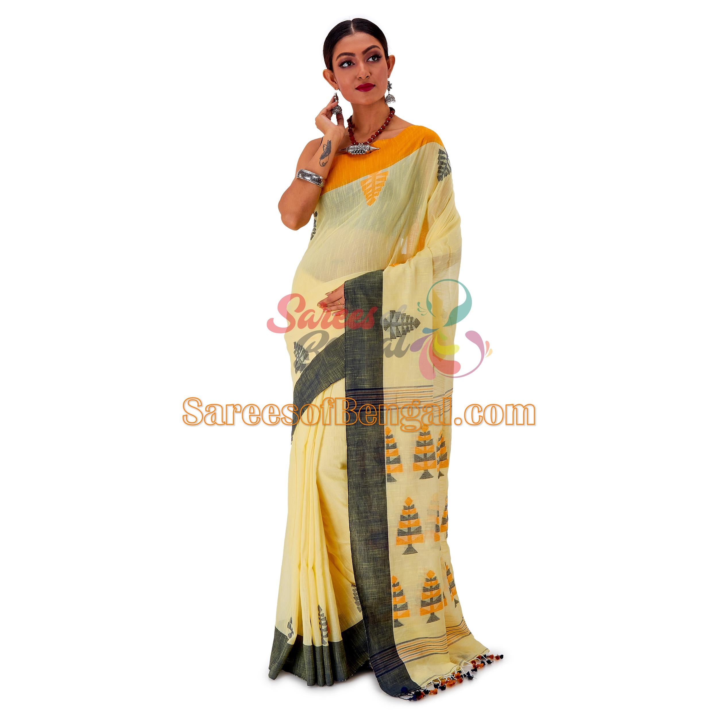 Bengal Cotton Khadi Jamdani Saree