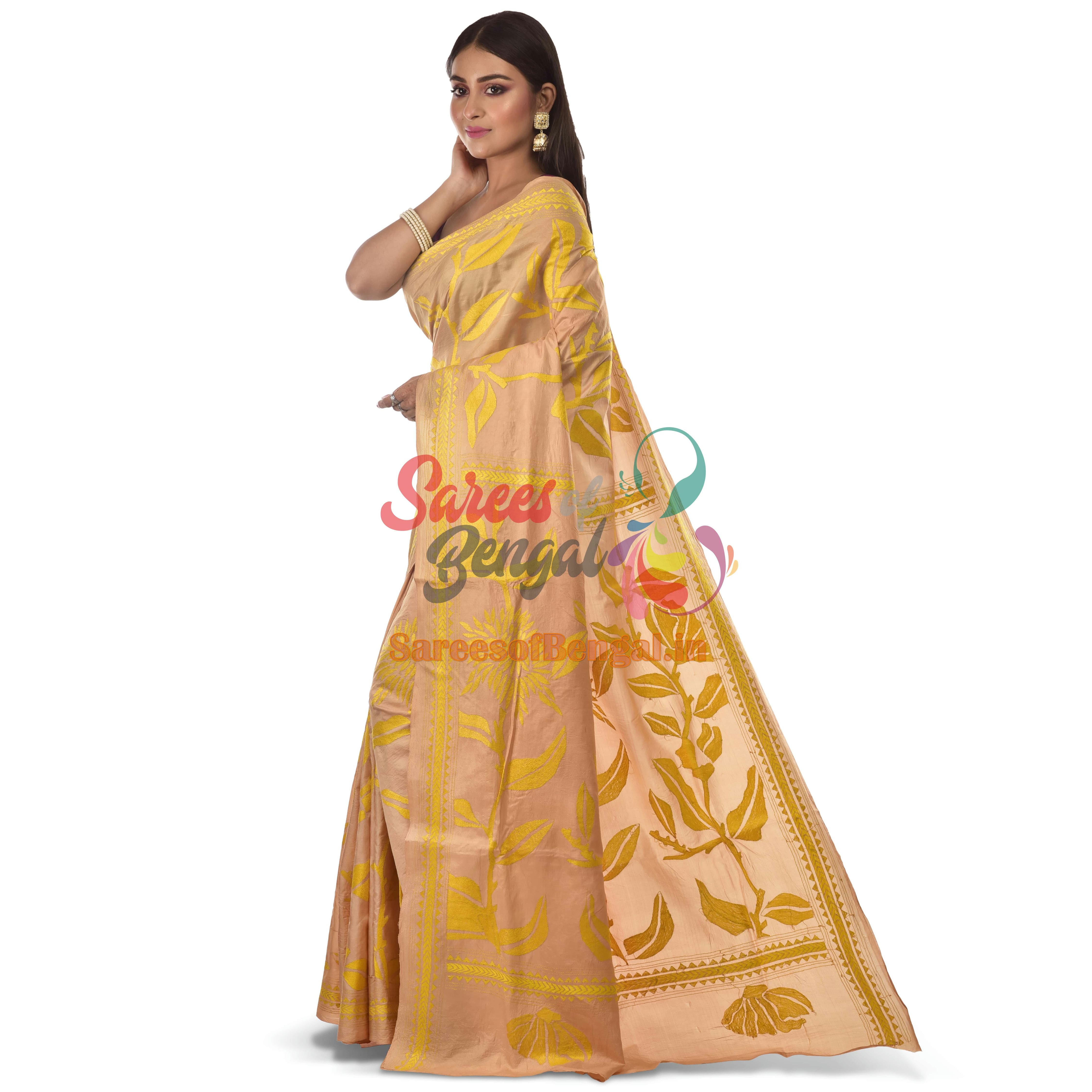 Pure Bangalore Silk Kantha Saree