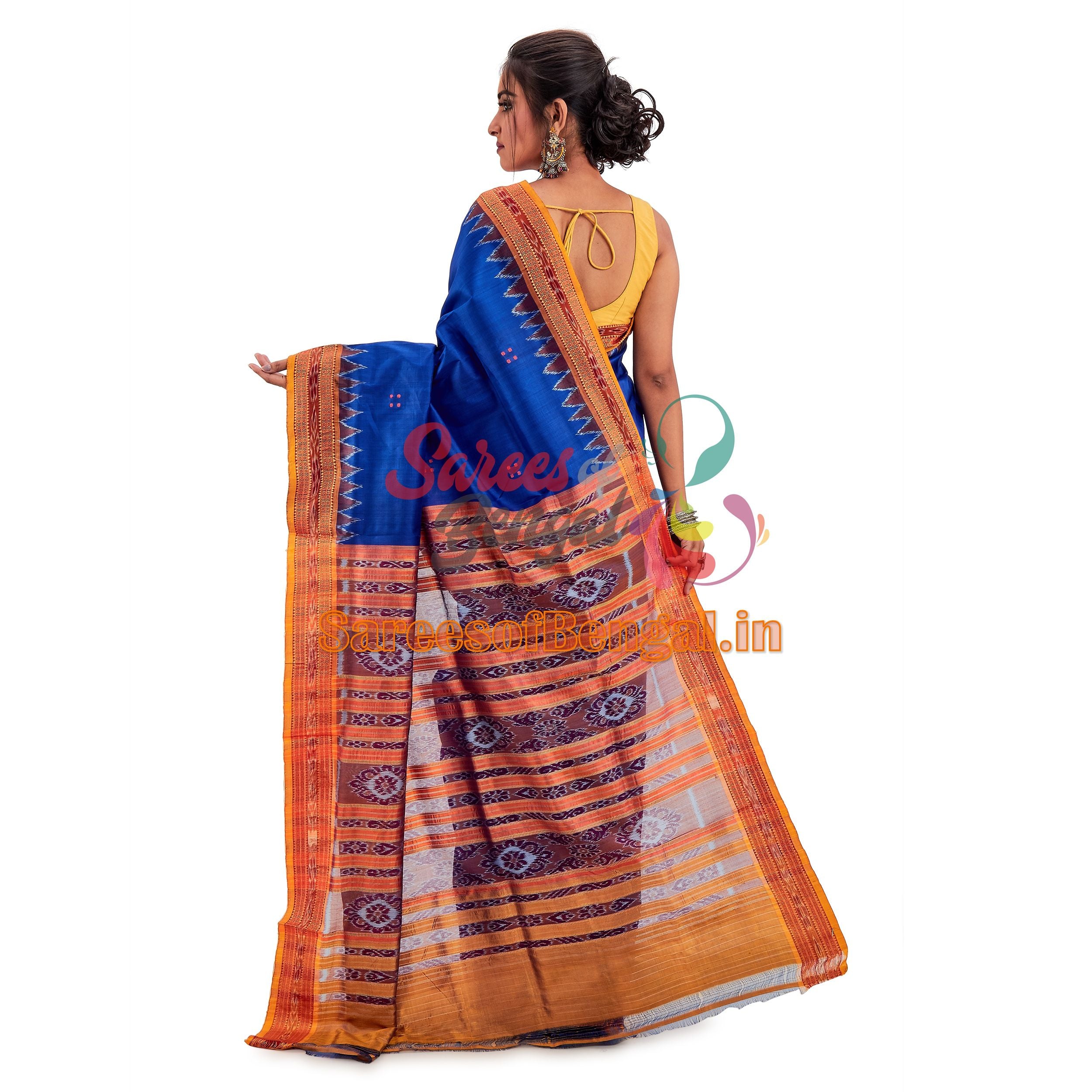 Temple Border Ikkat Patta Saree