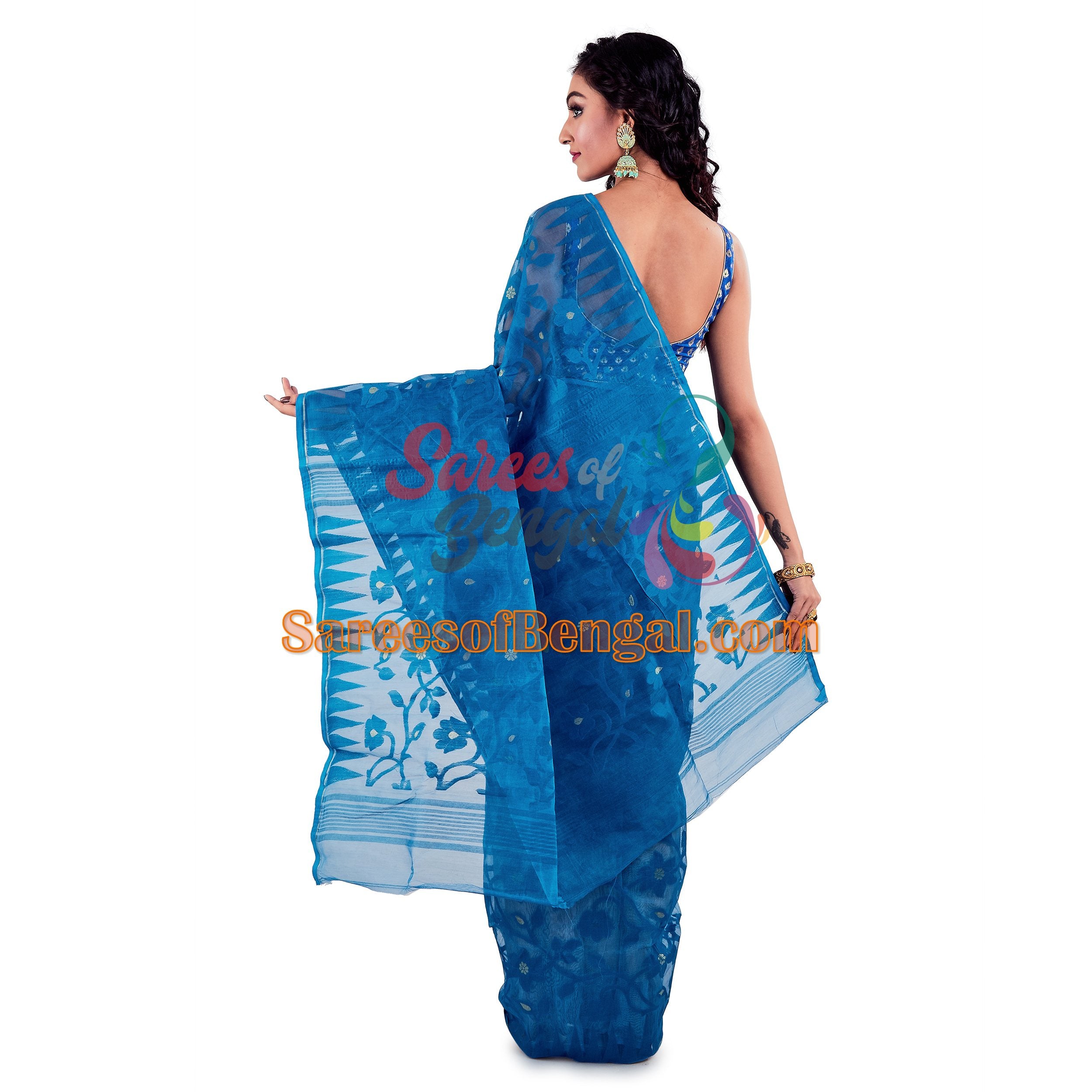 Half N Half Bengal Jamdani Dhakai Saree