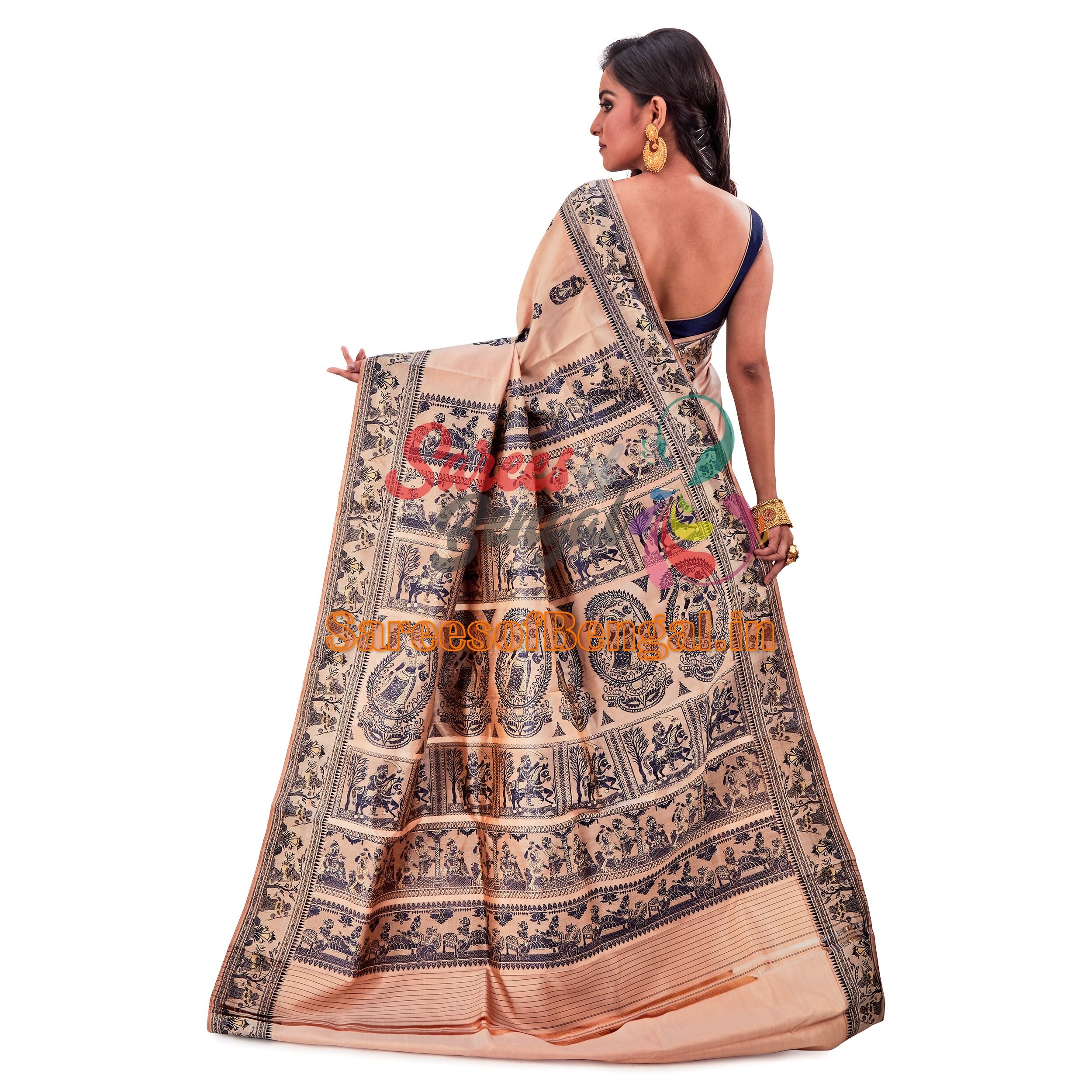 Beige Baluchari Silk Saree