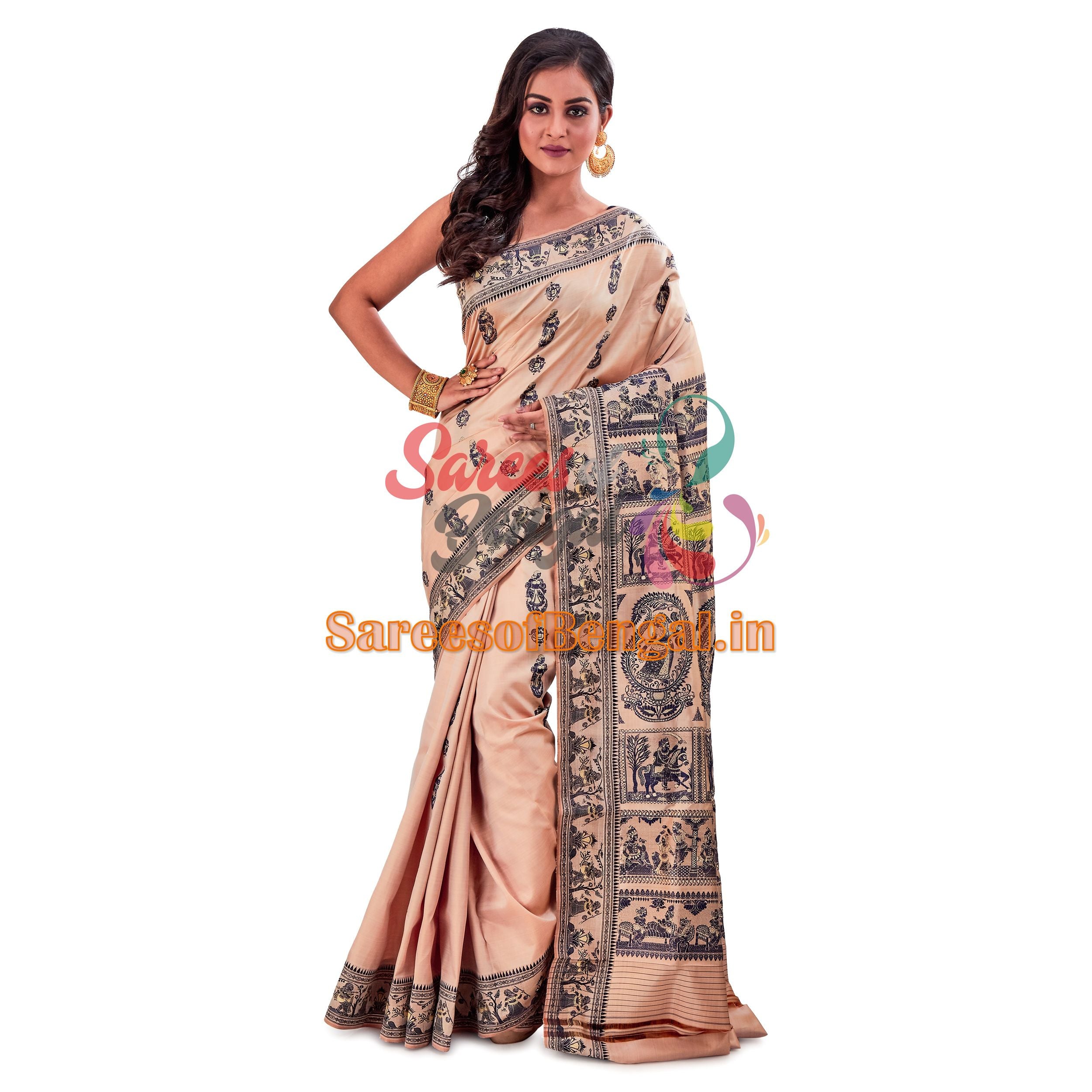 Beige Baluchari Silk Saree