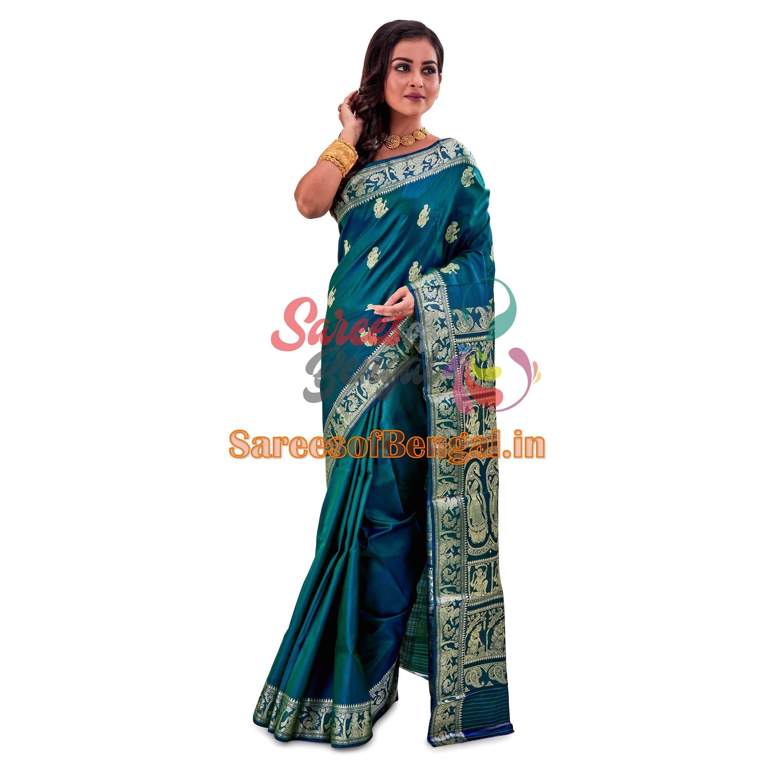 Dual Toned Baluchari Silk Saree