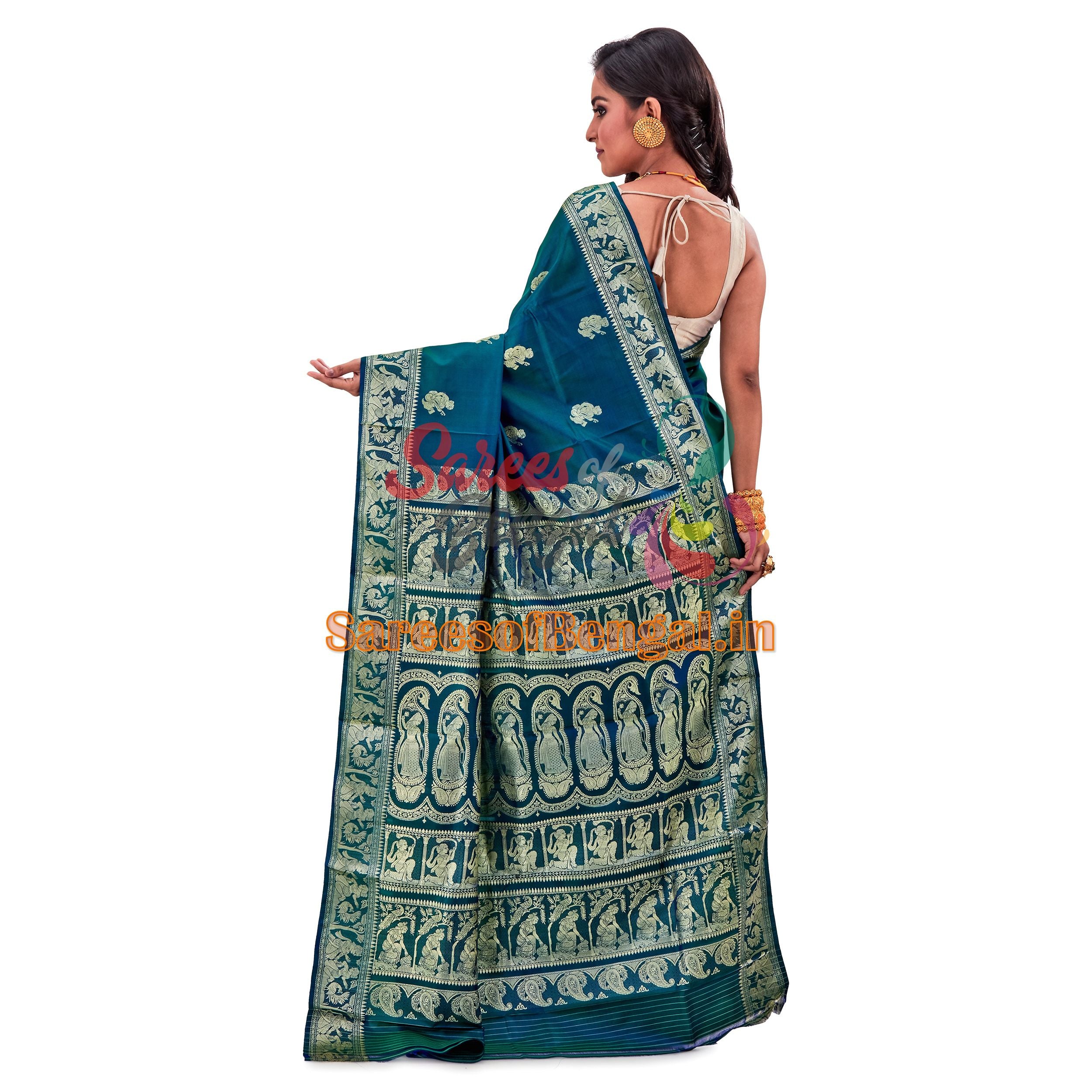 Dual Toned Baluchari Silk Saree