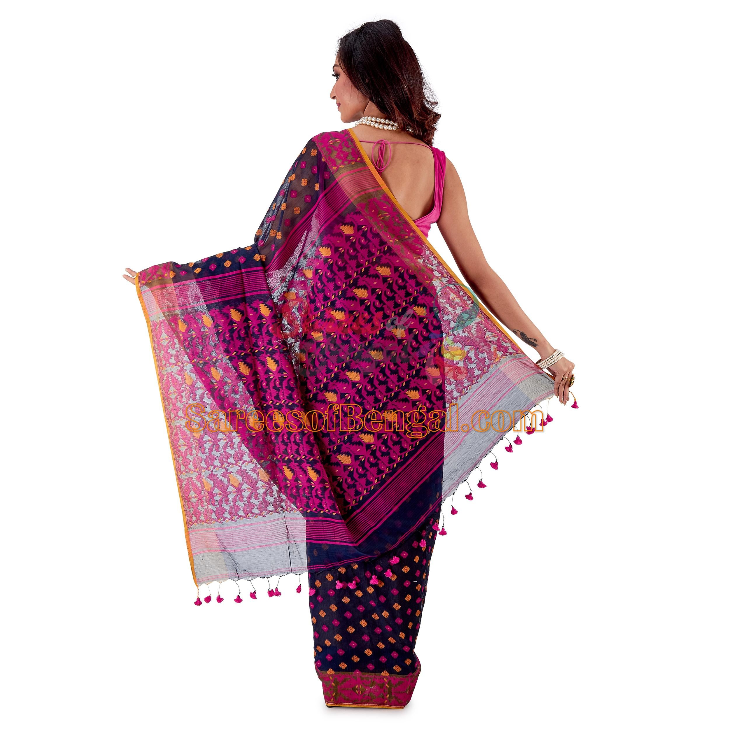 Traditional Work Meenakari Jamdani Saree