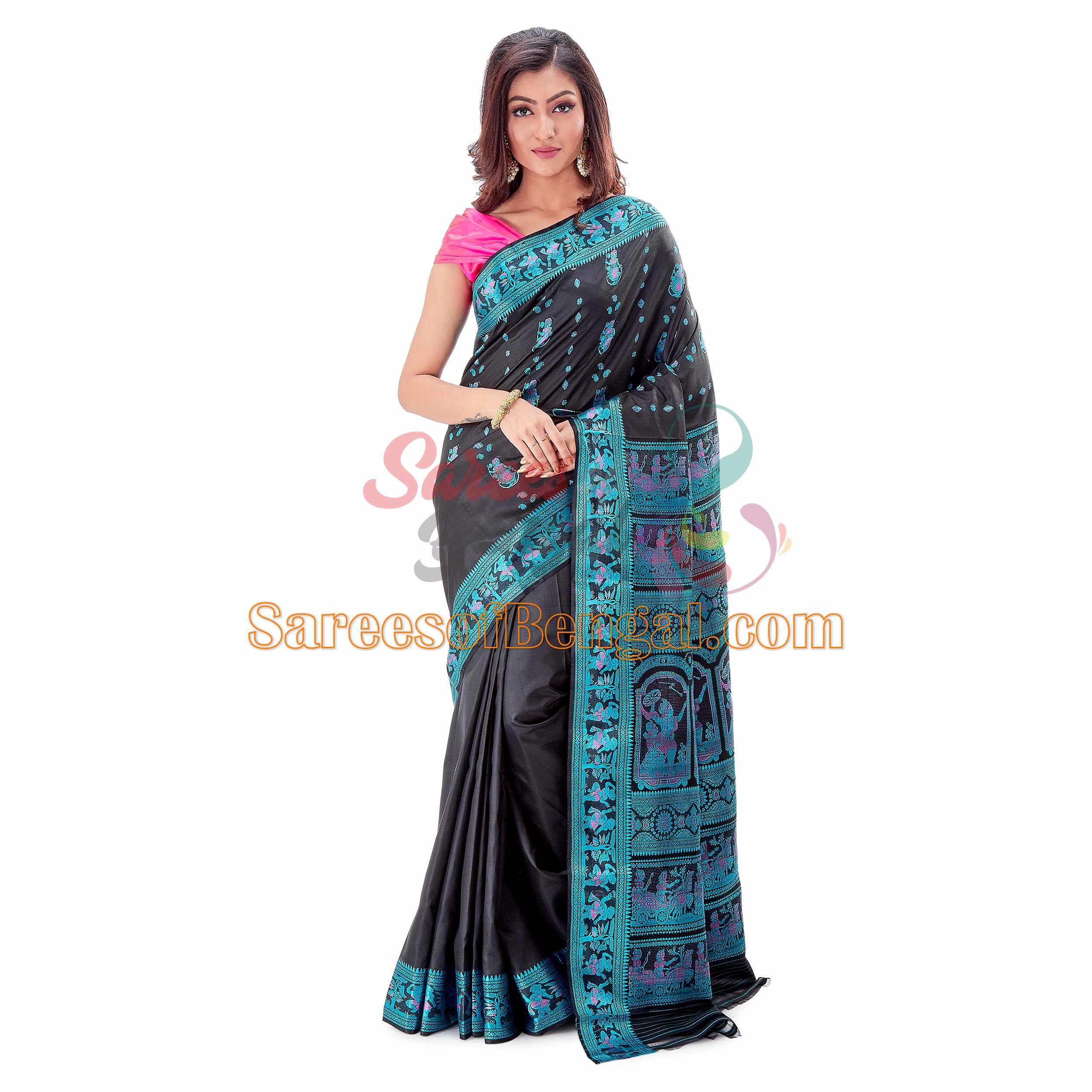 Premium Black Baluchari Saree