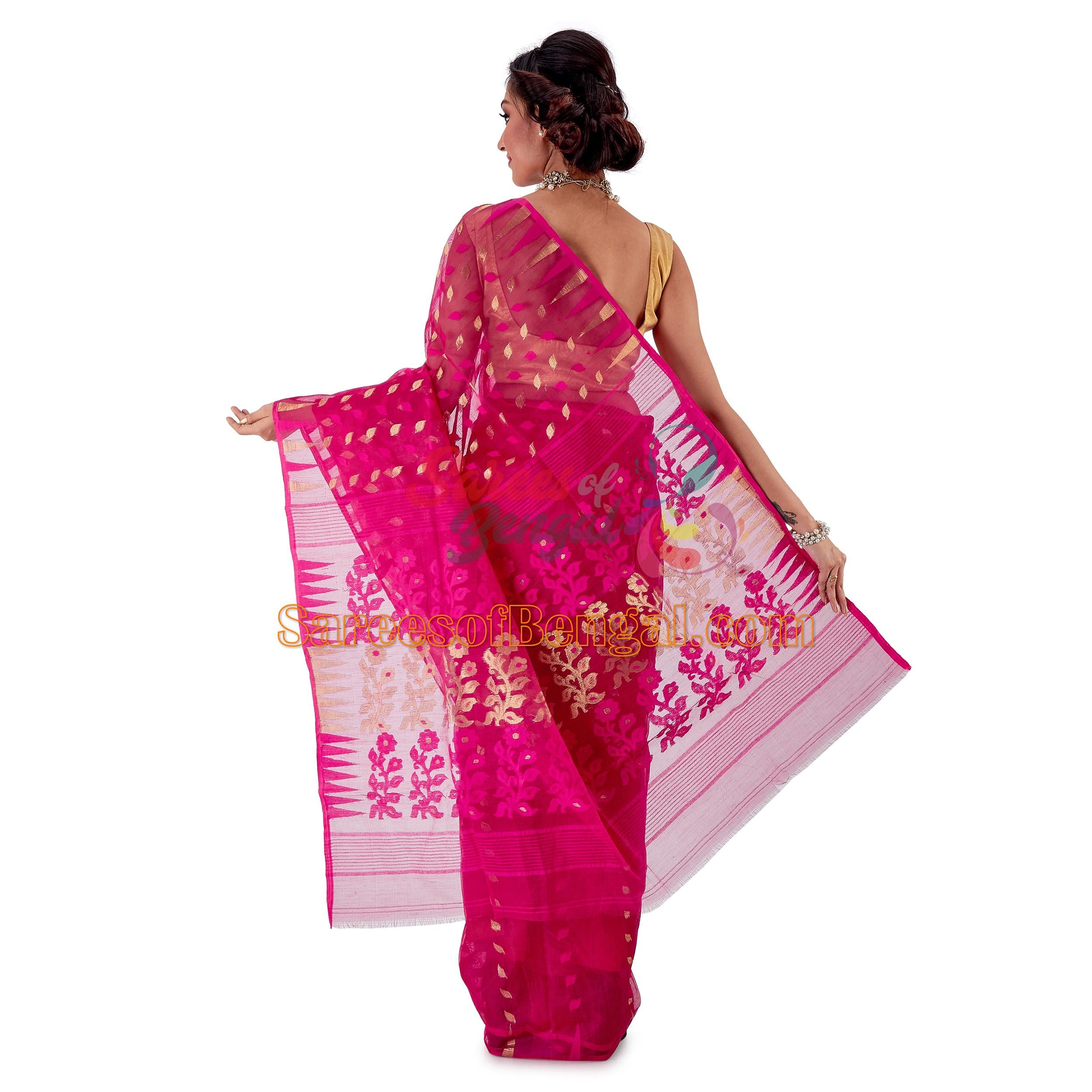 Magenta Authentic Dhakai Jamdani Saree