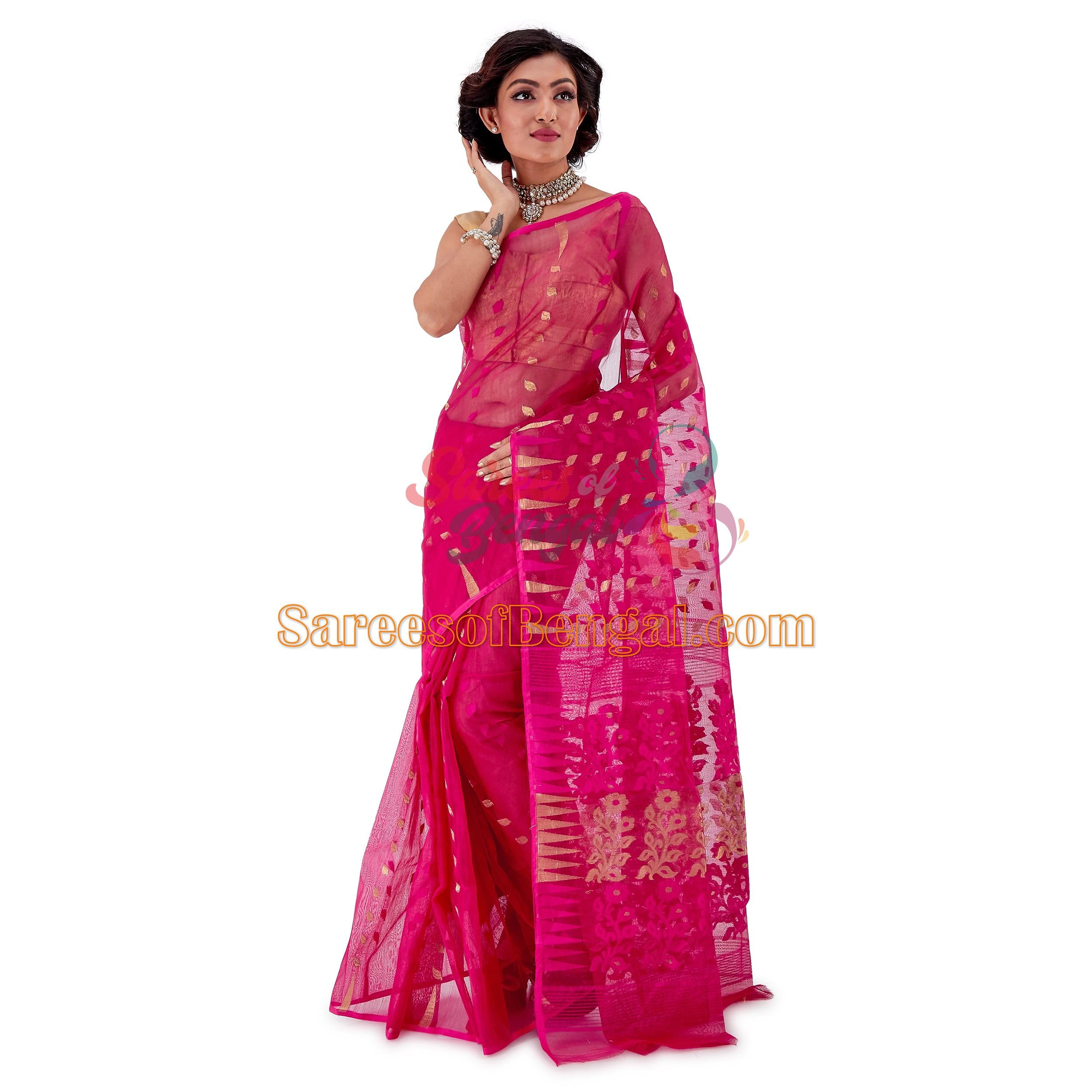 Magenta Authentic Dhakai Jamdani Saree
