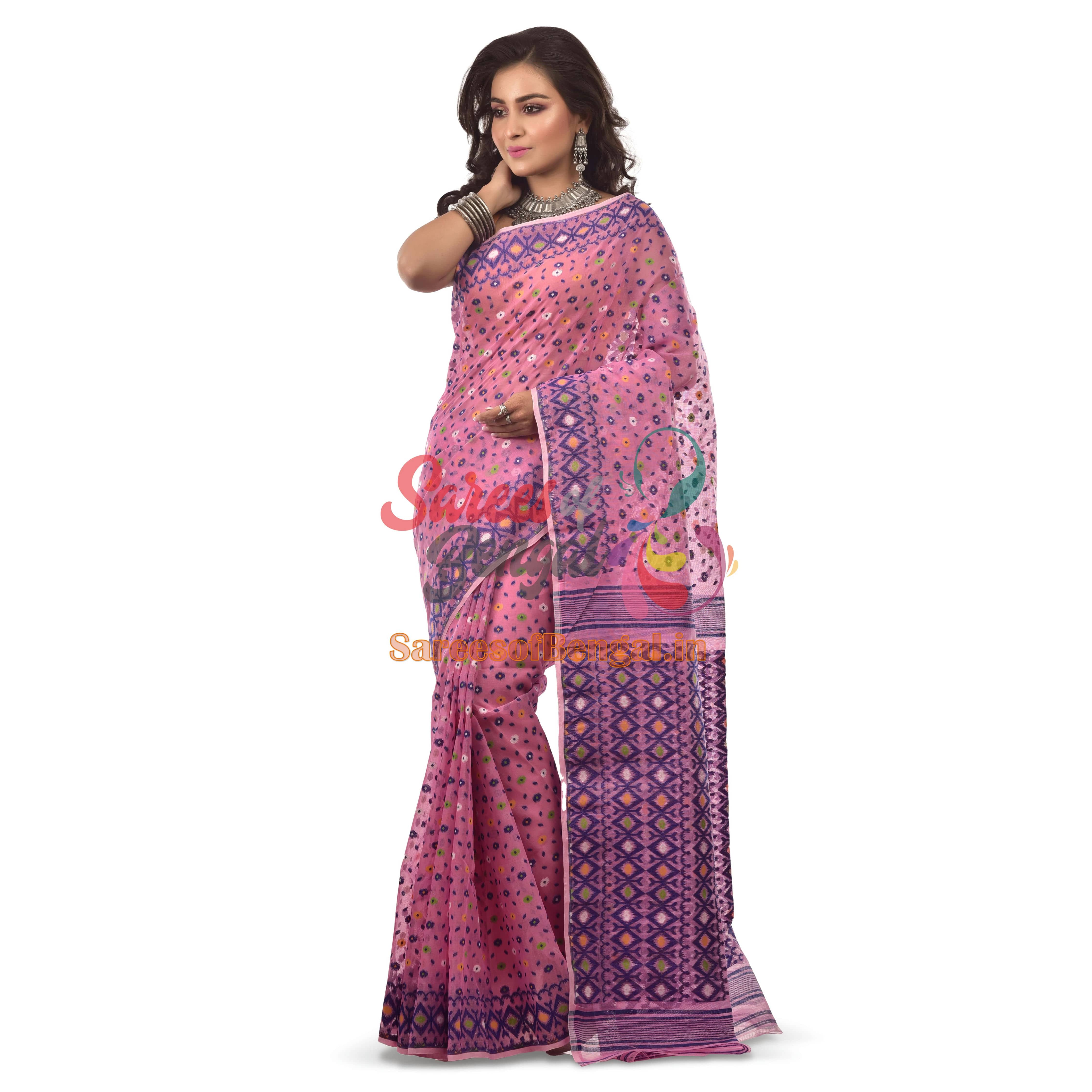 Pink Bengal Traditional Jamdani Saree