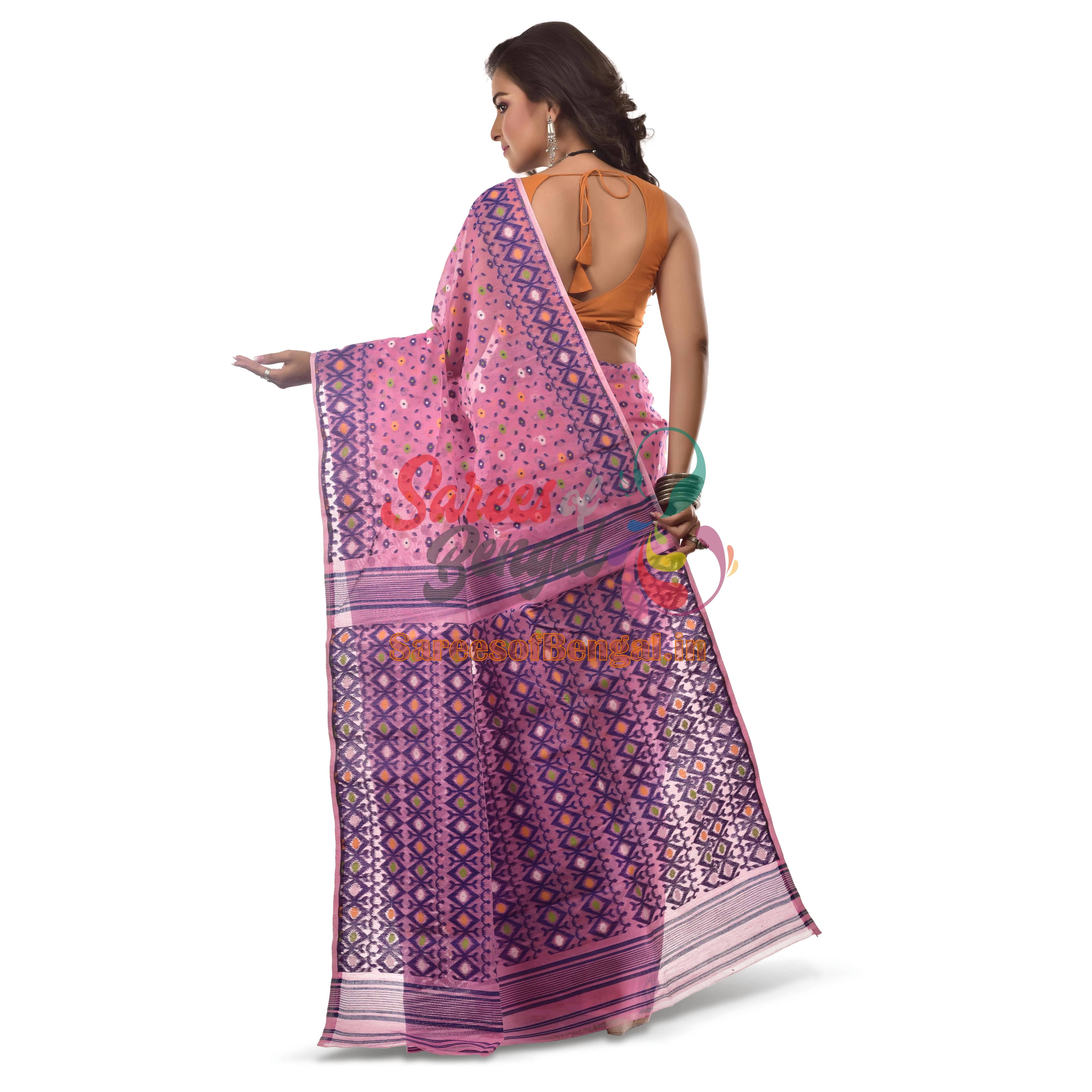 Pink Bengal Traditional Jamdani Saree