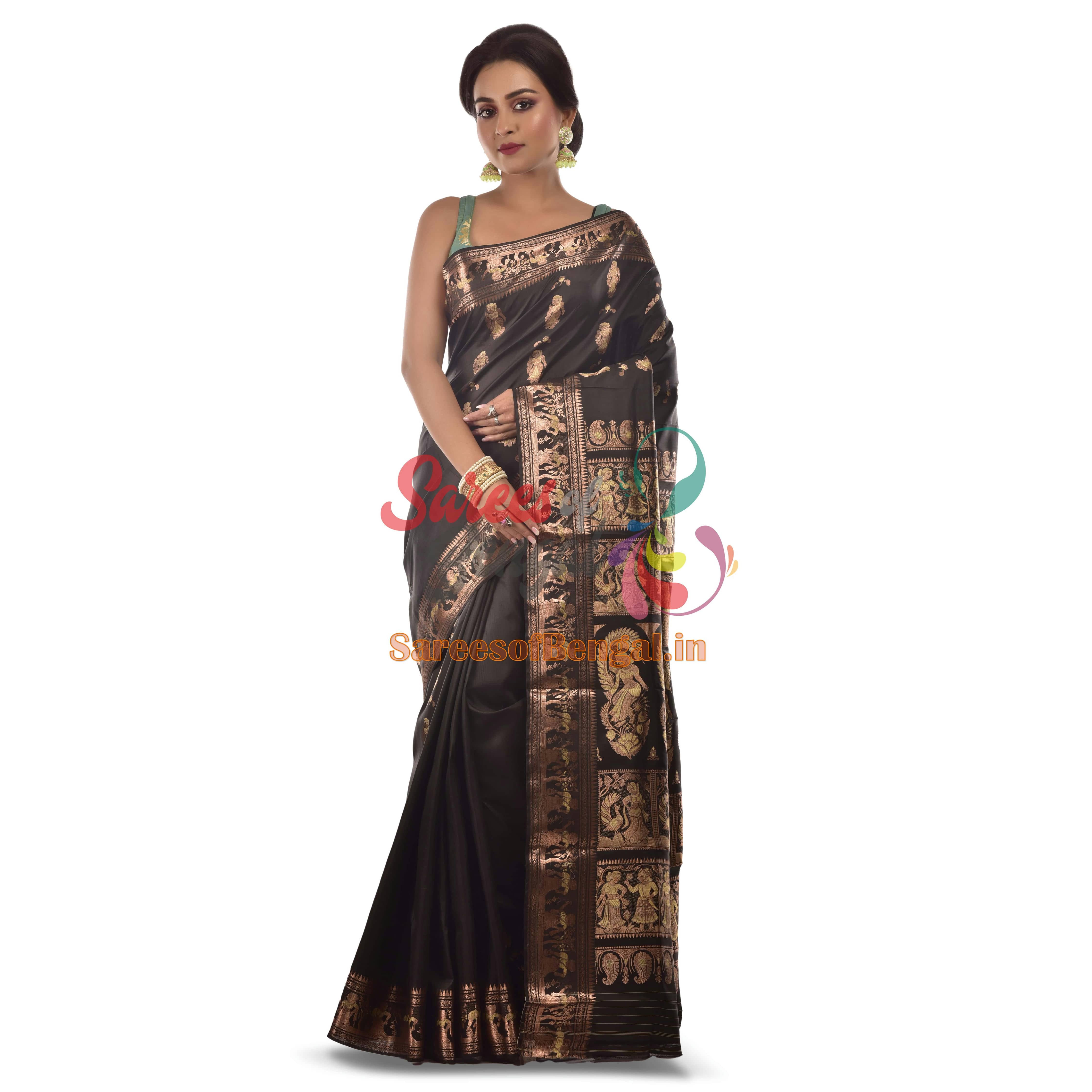 Copper Zari Black Swarnachari Saree