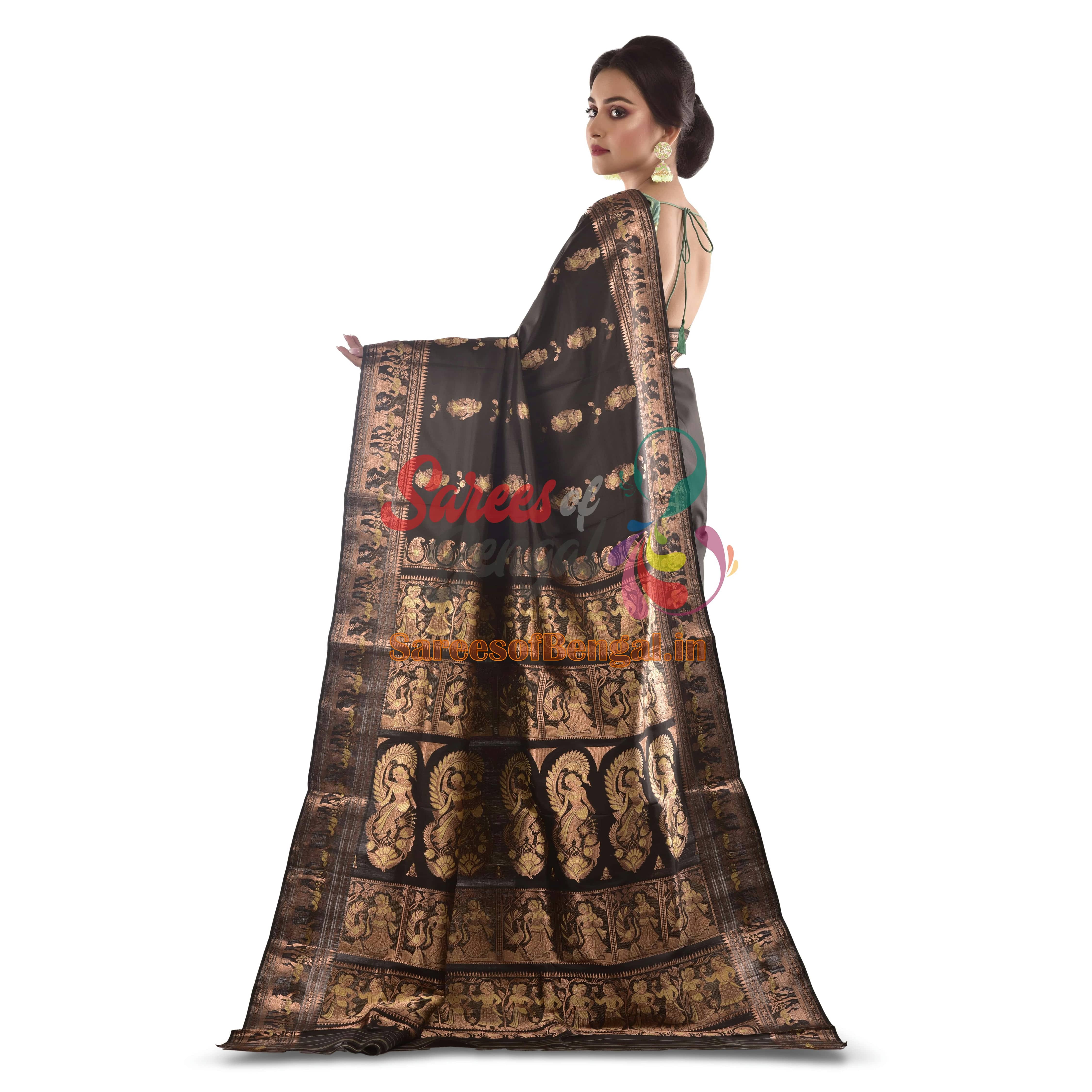 Copper Zari Black Swarnachari Saree