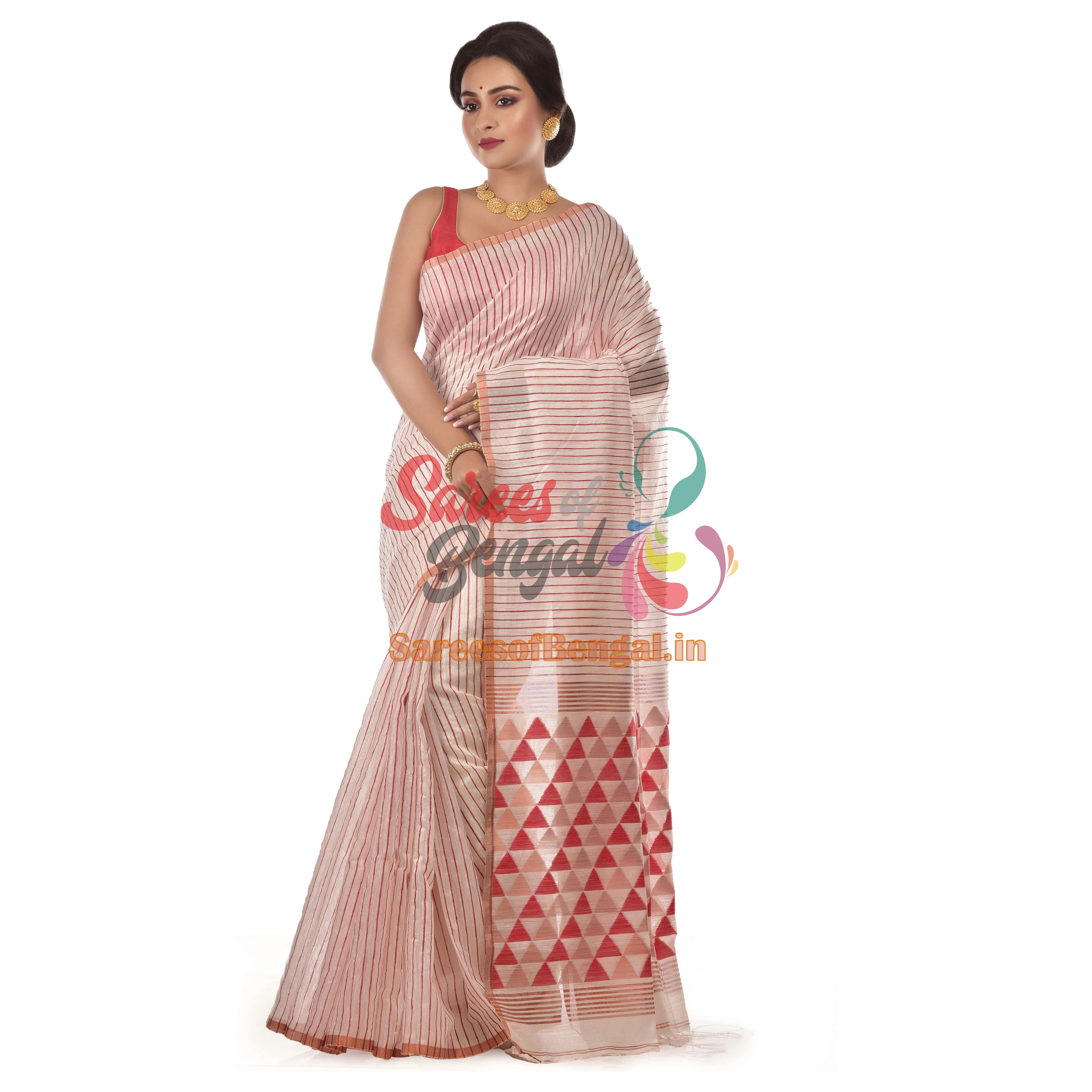 Off-White Matka Silk Saree