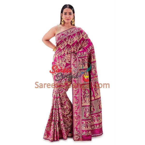 Magenta Bridal Swarnachari Silk Saree