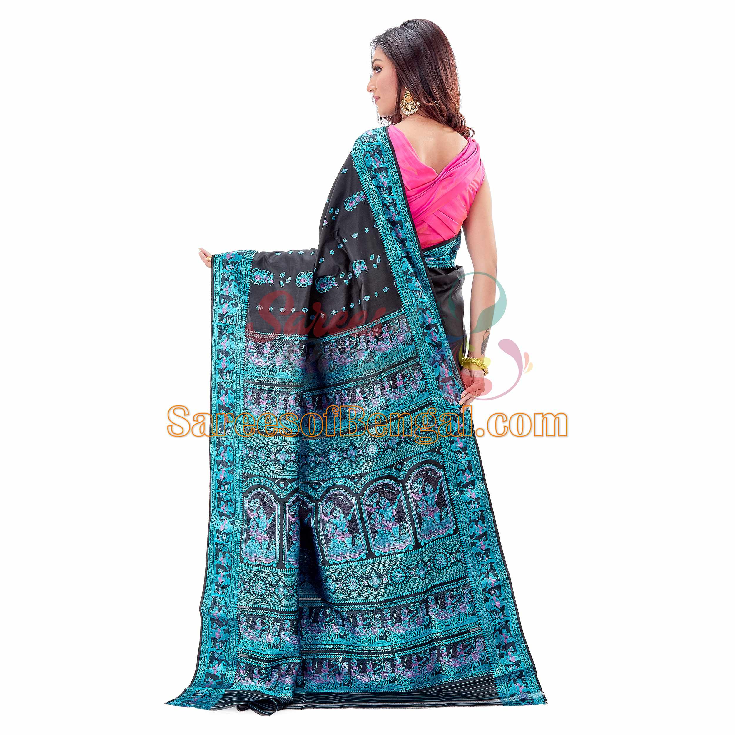 Premium Black Baluchari Saree