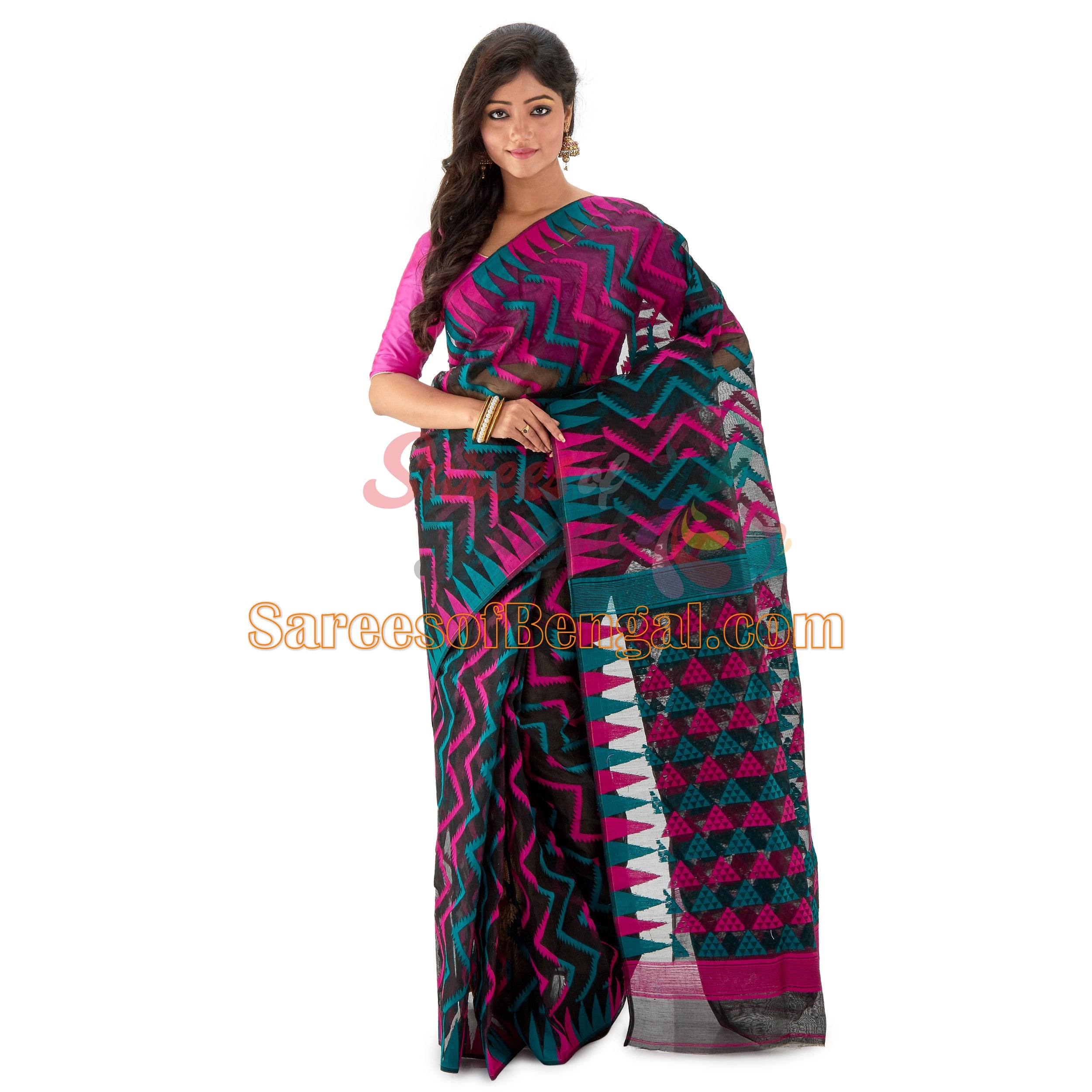 Allover Work Bengal Jamdani Saree